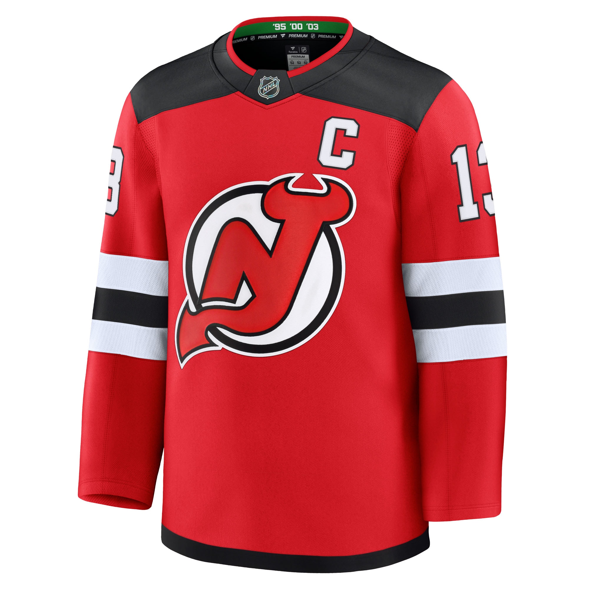 Nico Hischier New Jersey Devils Home Premium Jersey - Red - angle 2