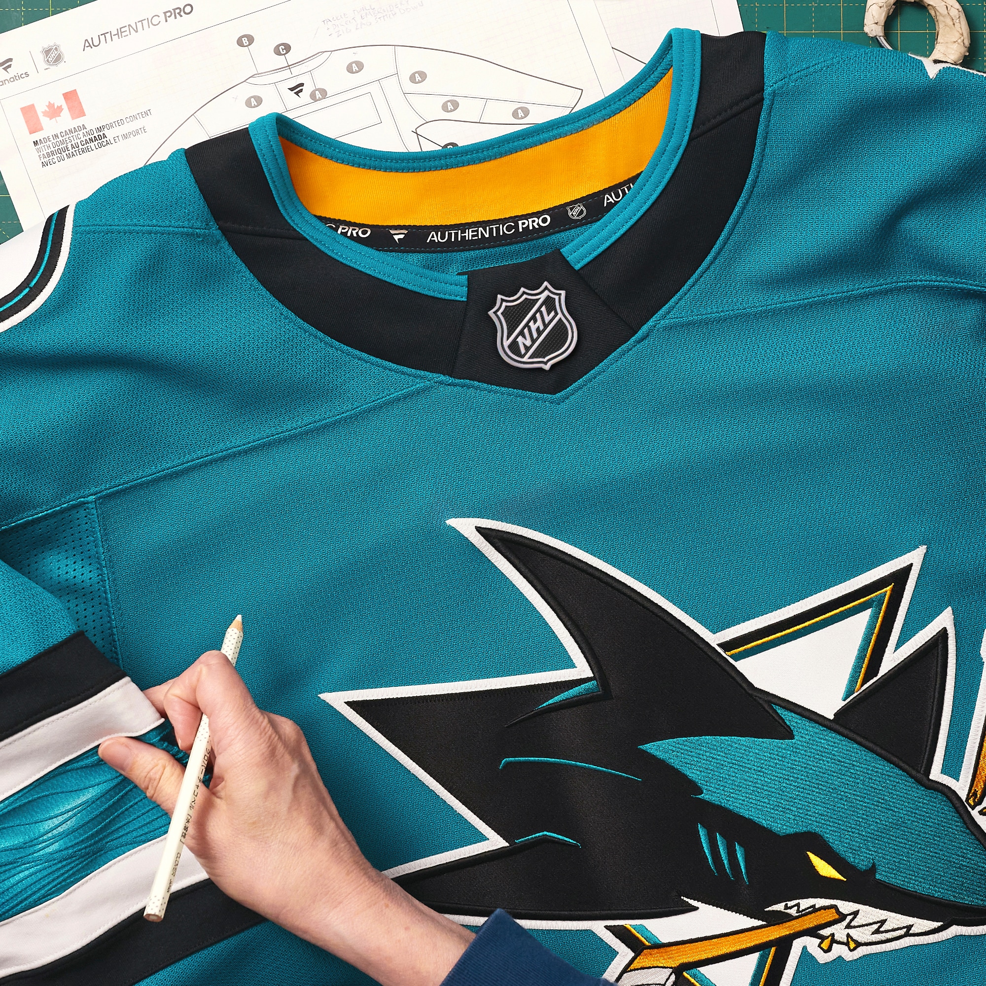 San Jose Sharks Home Pro Jersey - Teal - angle 6