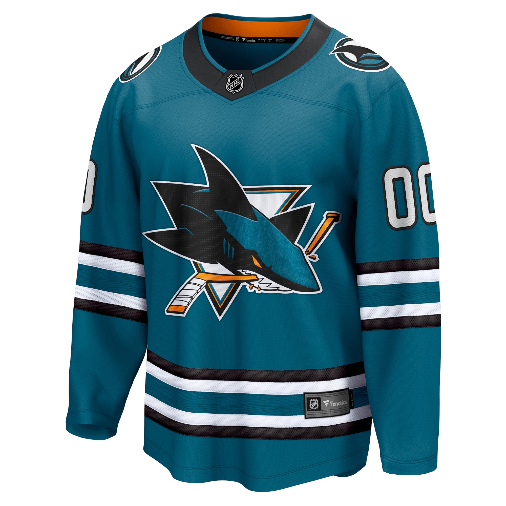 San Jose Sharks Home Breakaway Custom Jersey - Teal - angle 2