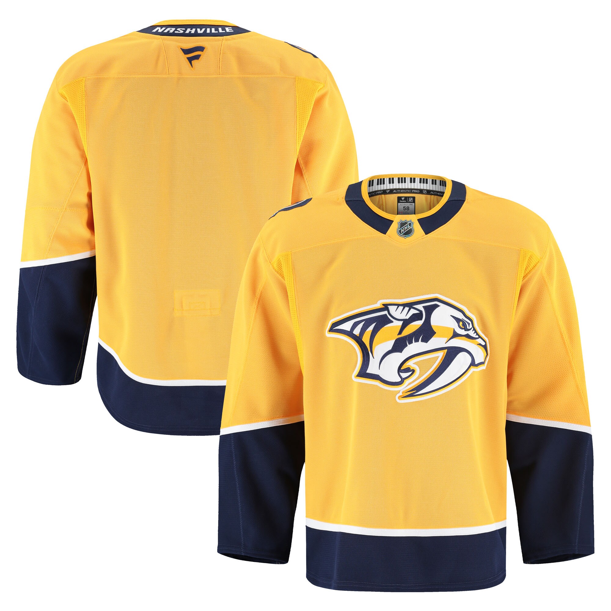 Nashville Predators Home Pro Jersey - Yellow - angle 2