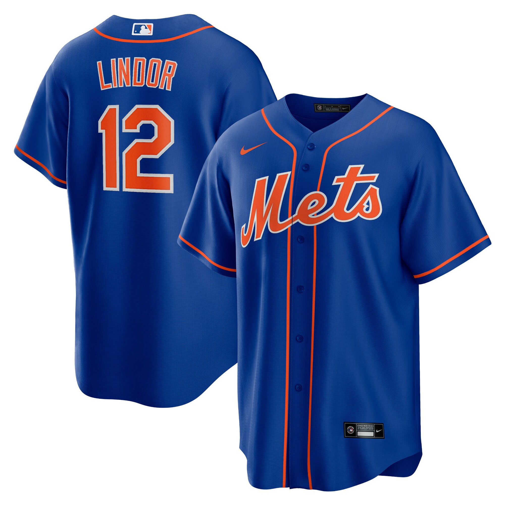 Francisco Lindor New York Mets Big & Tall Alternate Replica Player Jersey - Royal - angle 2