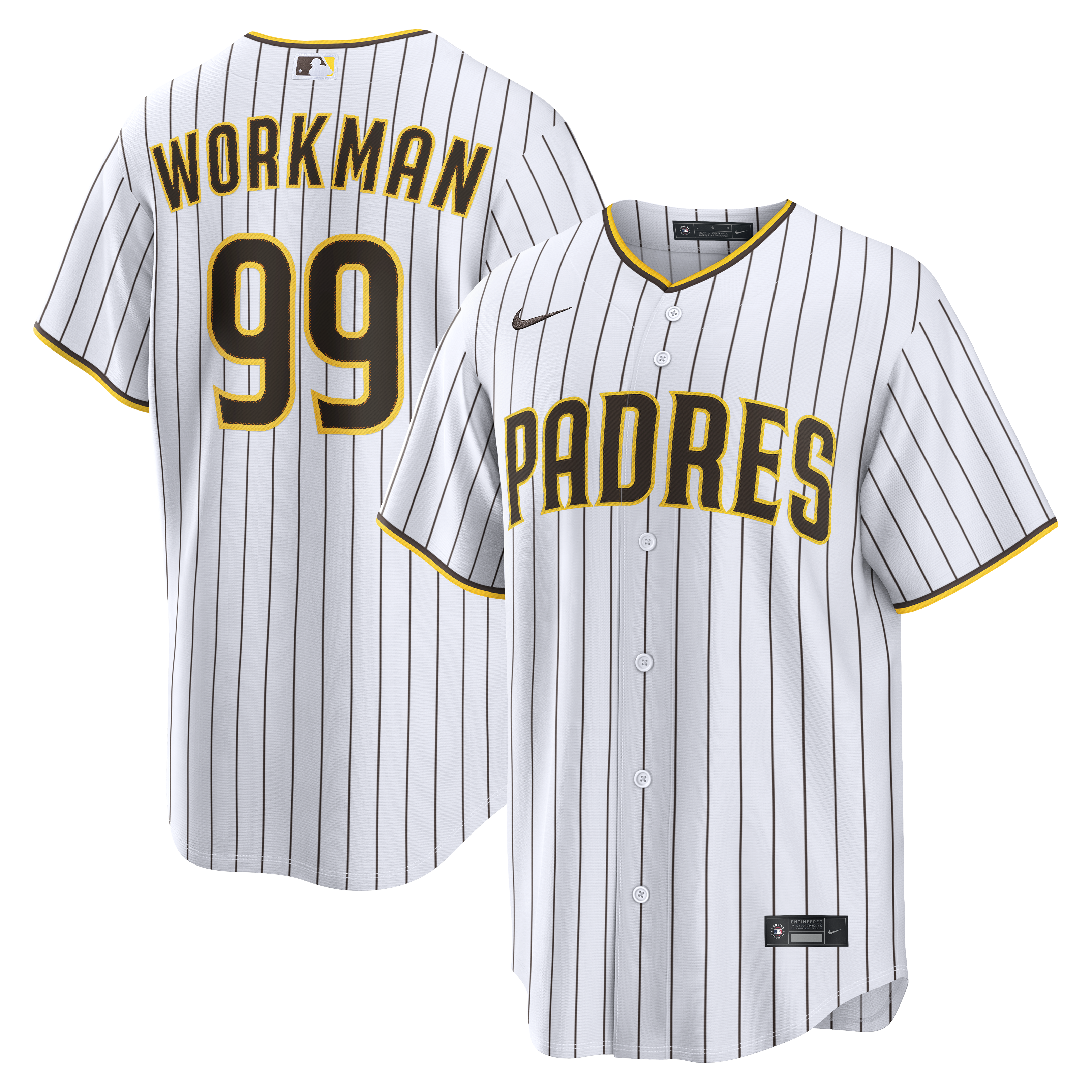 Gage Workman San Diego Padres Home MLB Jersey - White | FanWearStyle