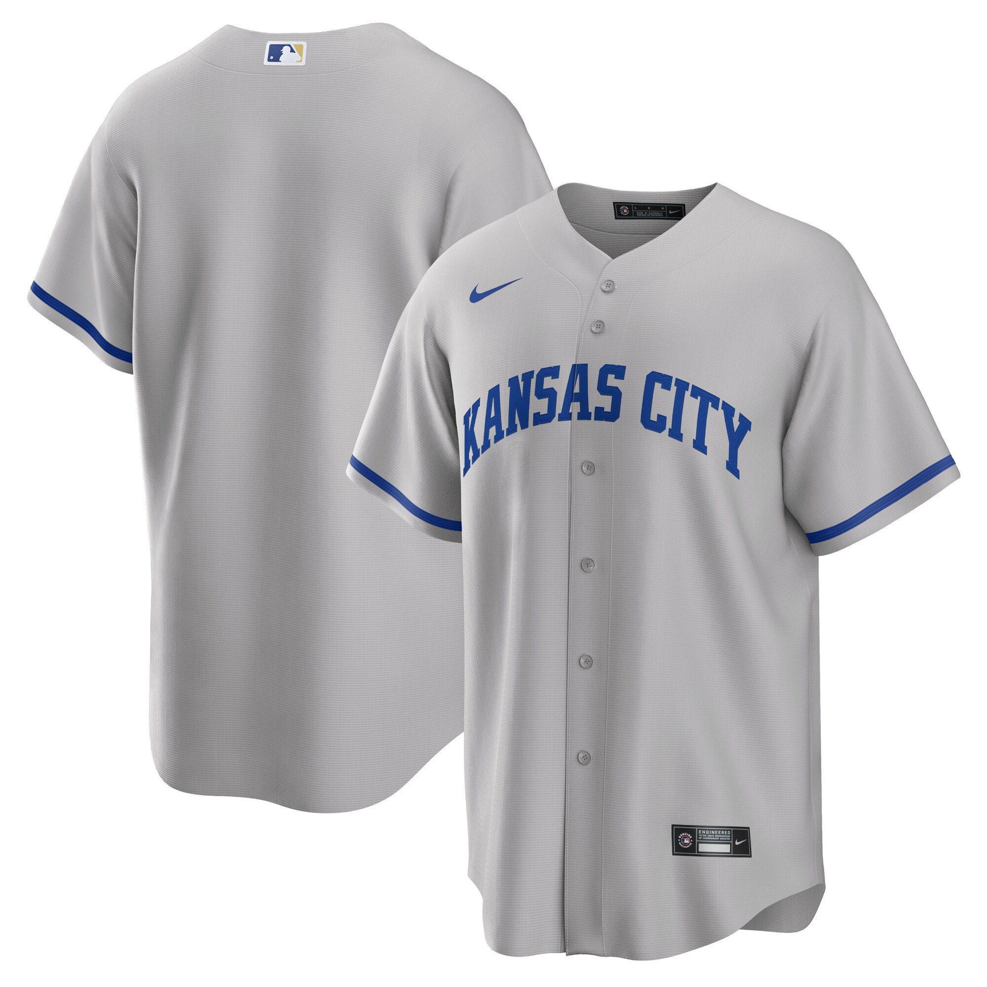 Kansas City Royals Road Replica Team Jersey - Gray - angle 2
