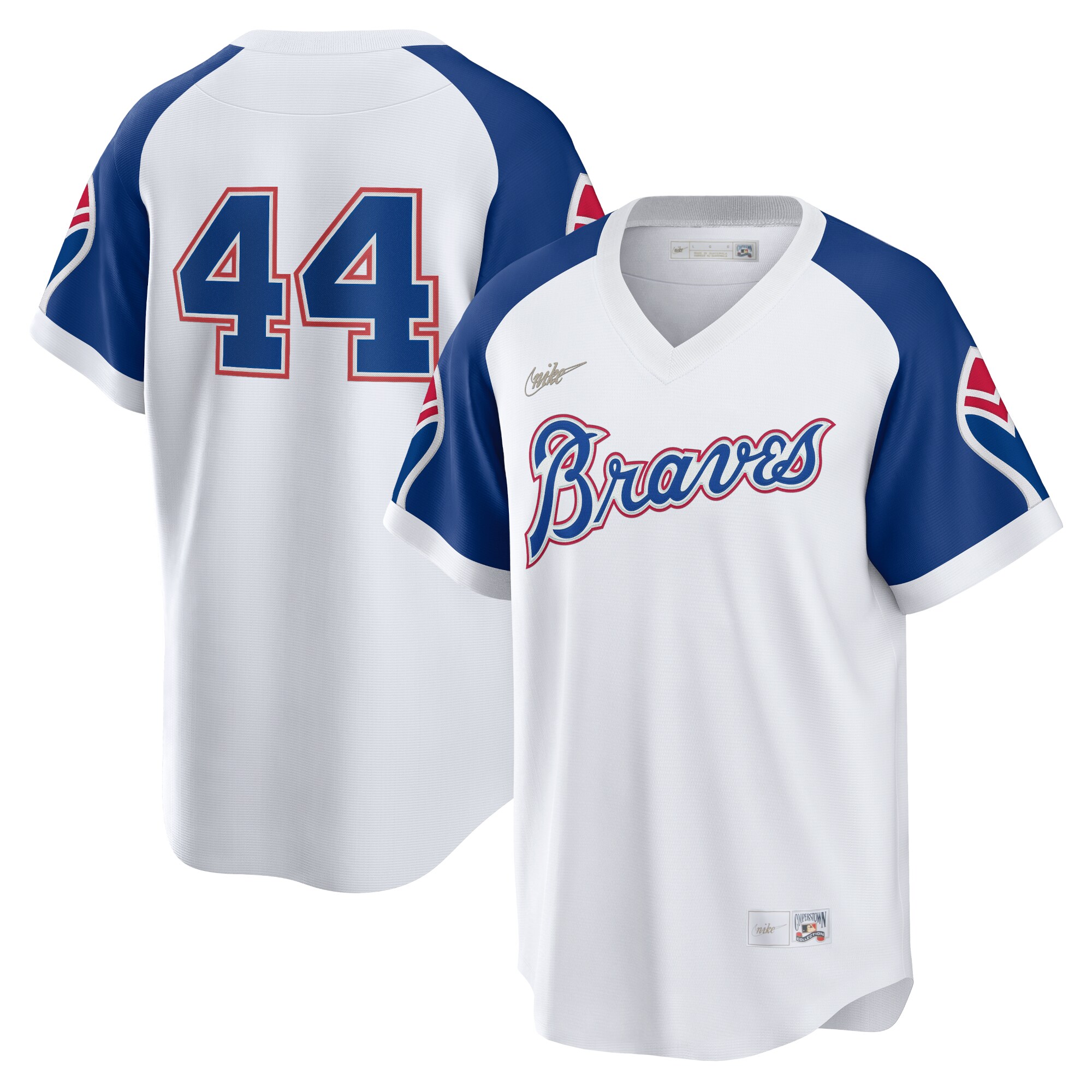 Hank Aaron Atlanta Braves Home Cooperstown Collection Player Jersey - White - angle 3