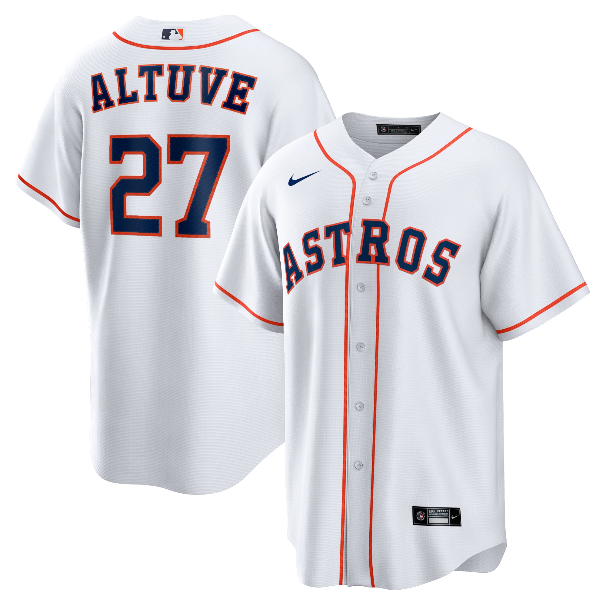 Youth Jose Altuve #27 Houston Astros Home Replica Player Name Jersey - White | FanWearStyle