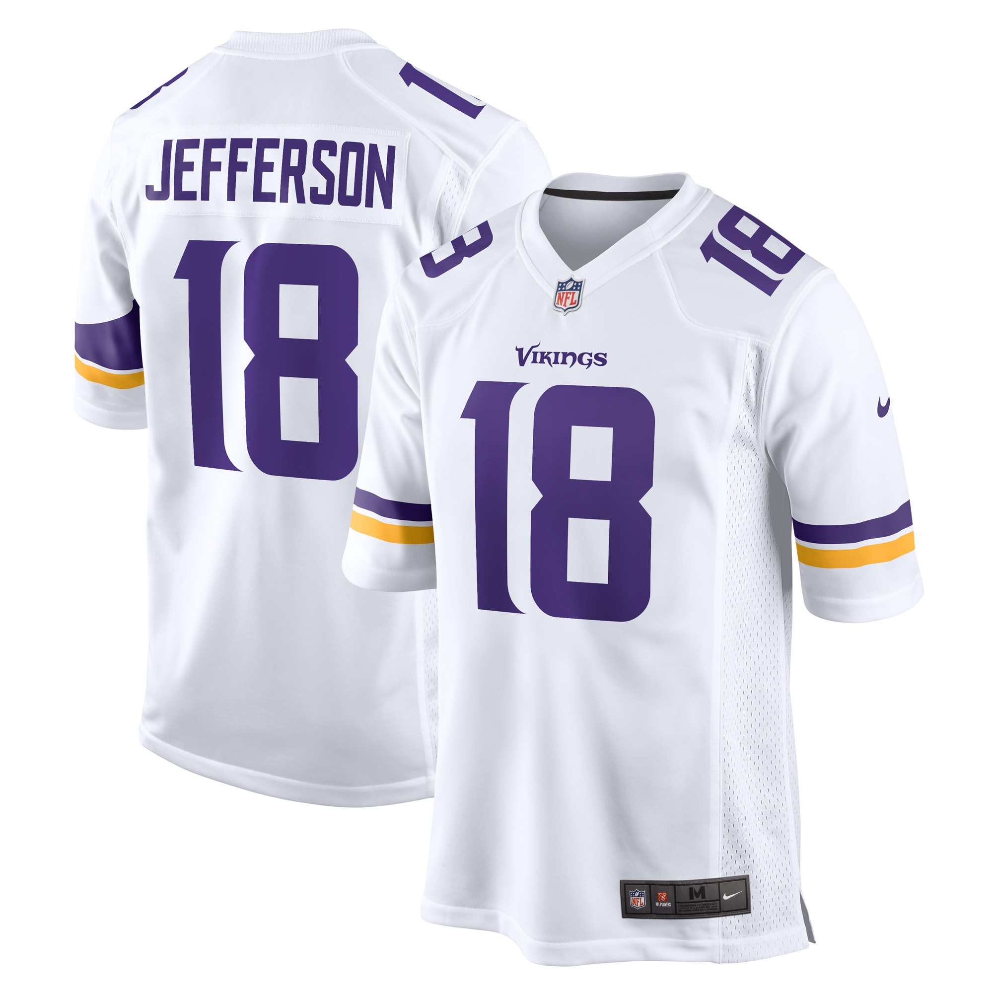 Youth Justin Jefferson #18 Minnesota Vikings Game Player Jersey - White | FanWearStyle