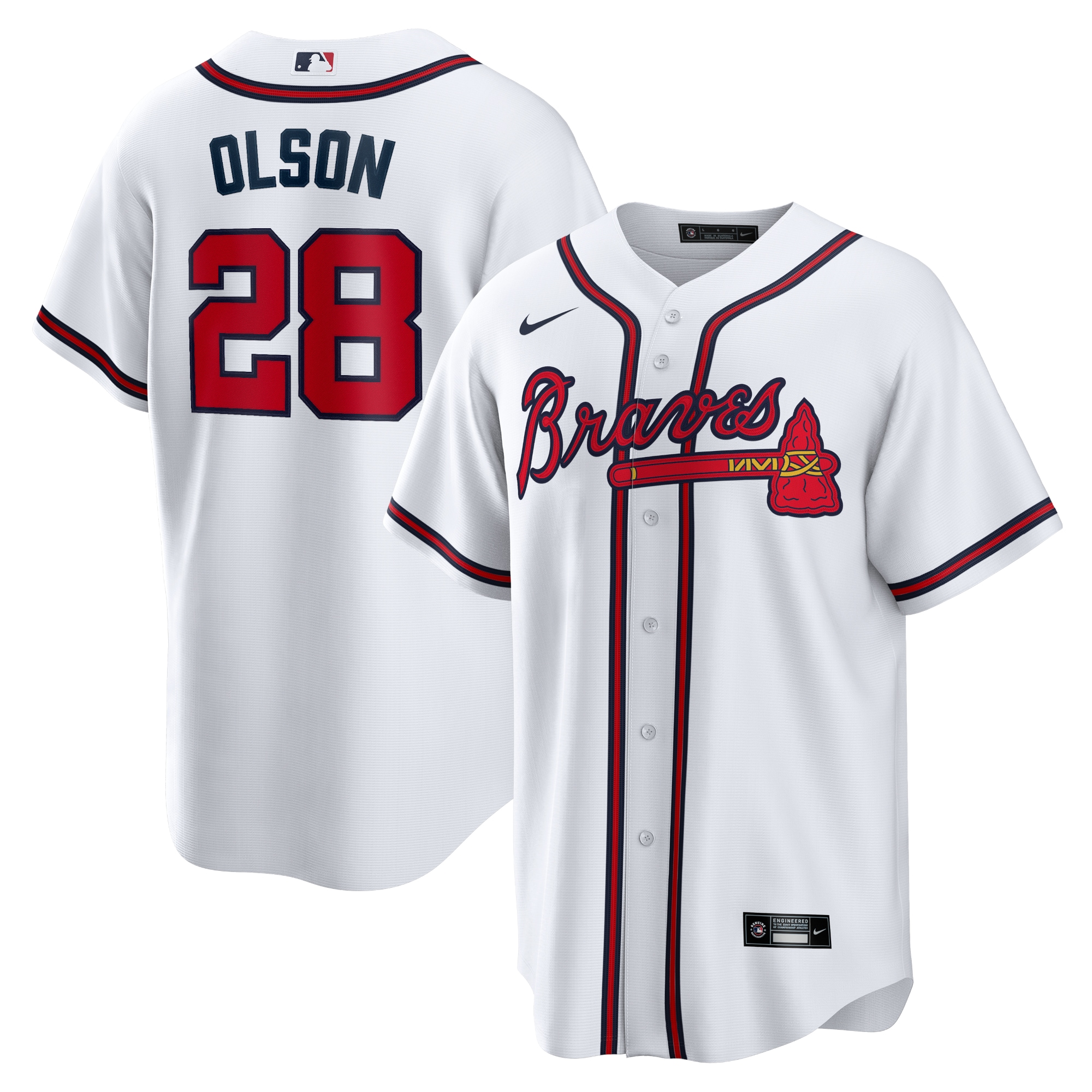 Youth Matt Olson Atlanta Braves Home Replica Player Jersey - White | FanWearStyle