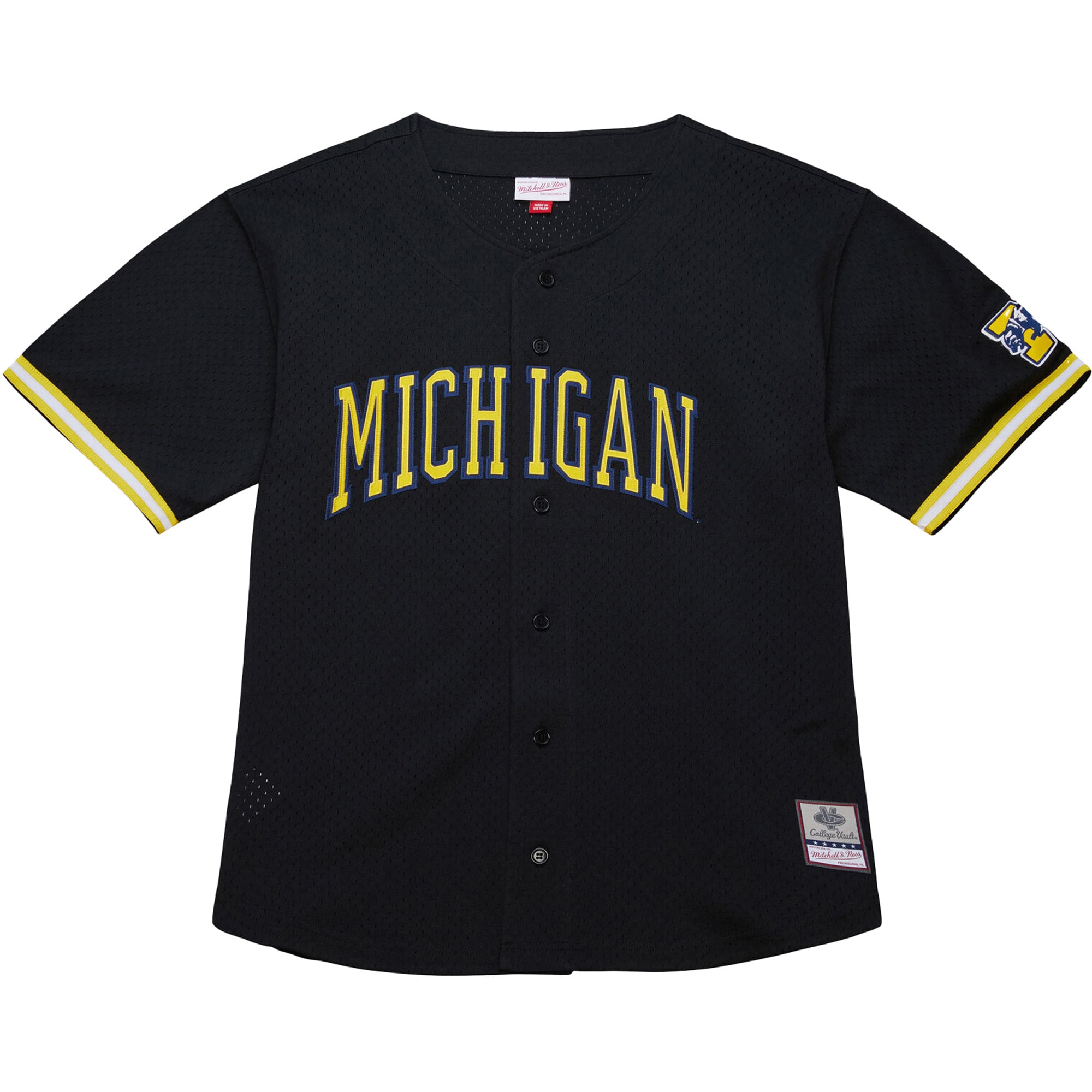 Michigan Wolverines On The Clock Full-Button Fashion Jersey - Black - angle 2