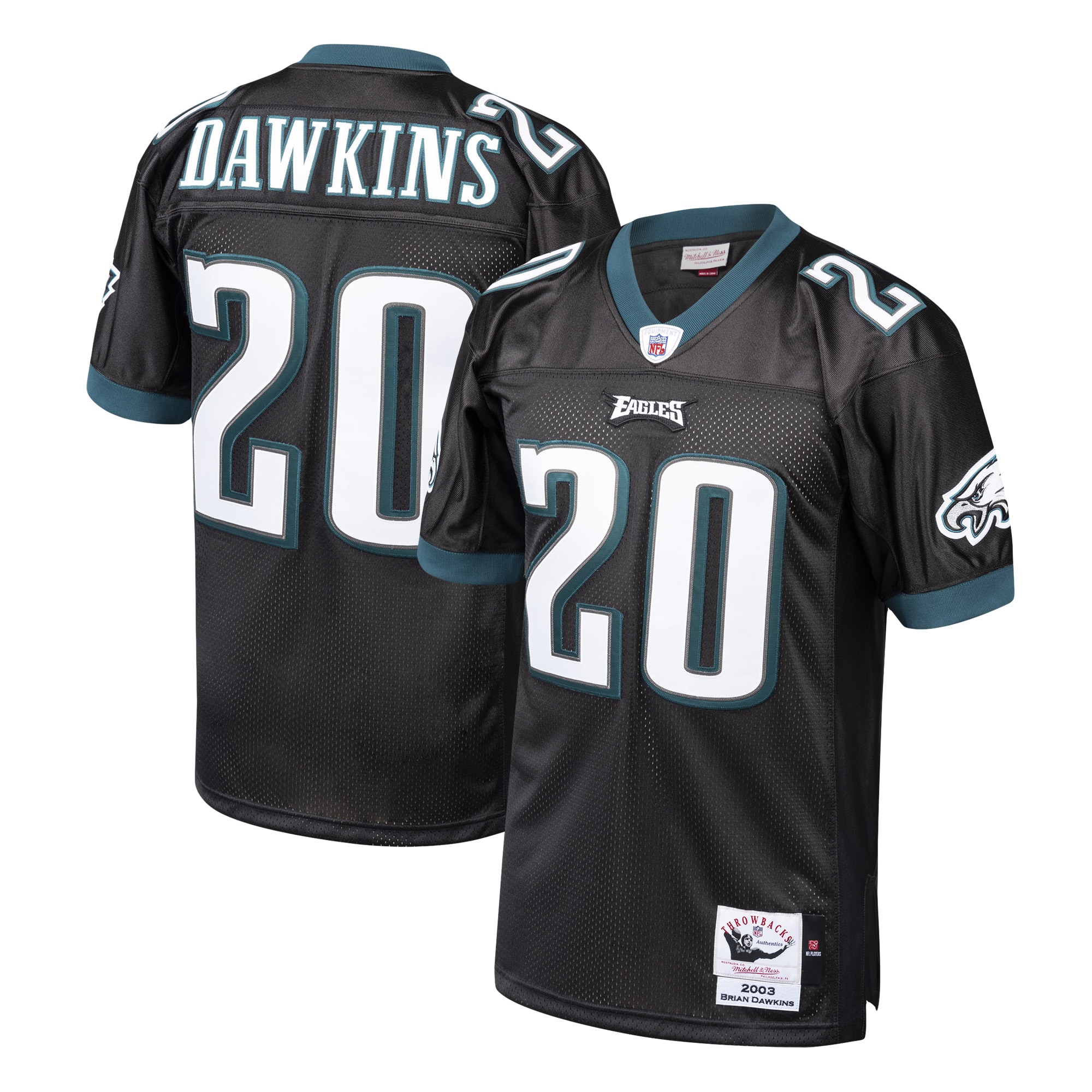 Youth Brian Dawkins Philadelphia Eagles 2003 Authentic Throwback Retired Player Jersey - Black | FanWearStyle