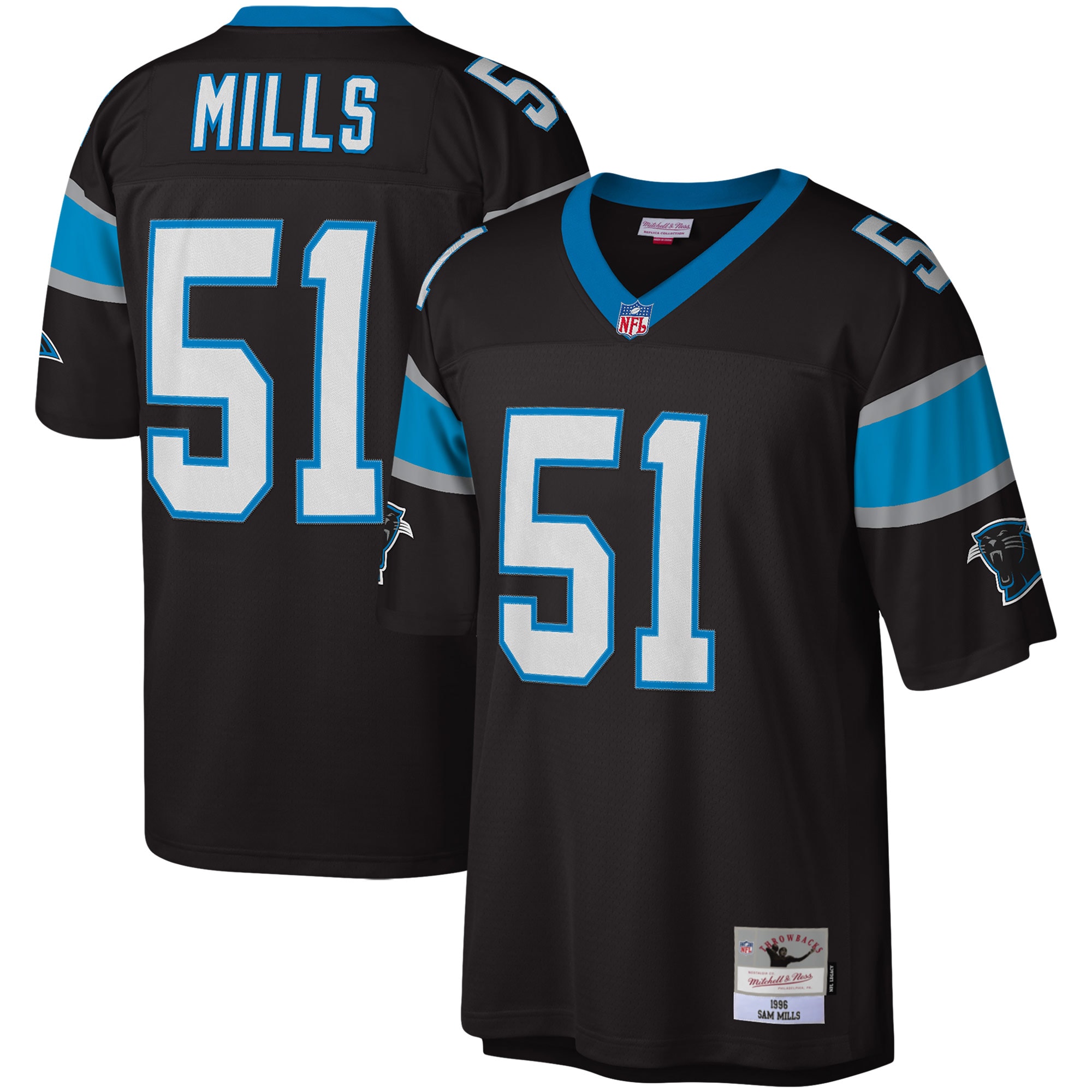 Sam Mills Carolina Panthers NFL Jersey - Black | FanWearStyle