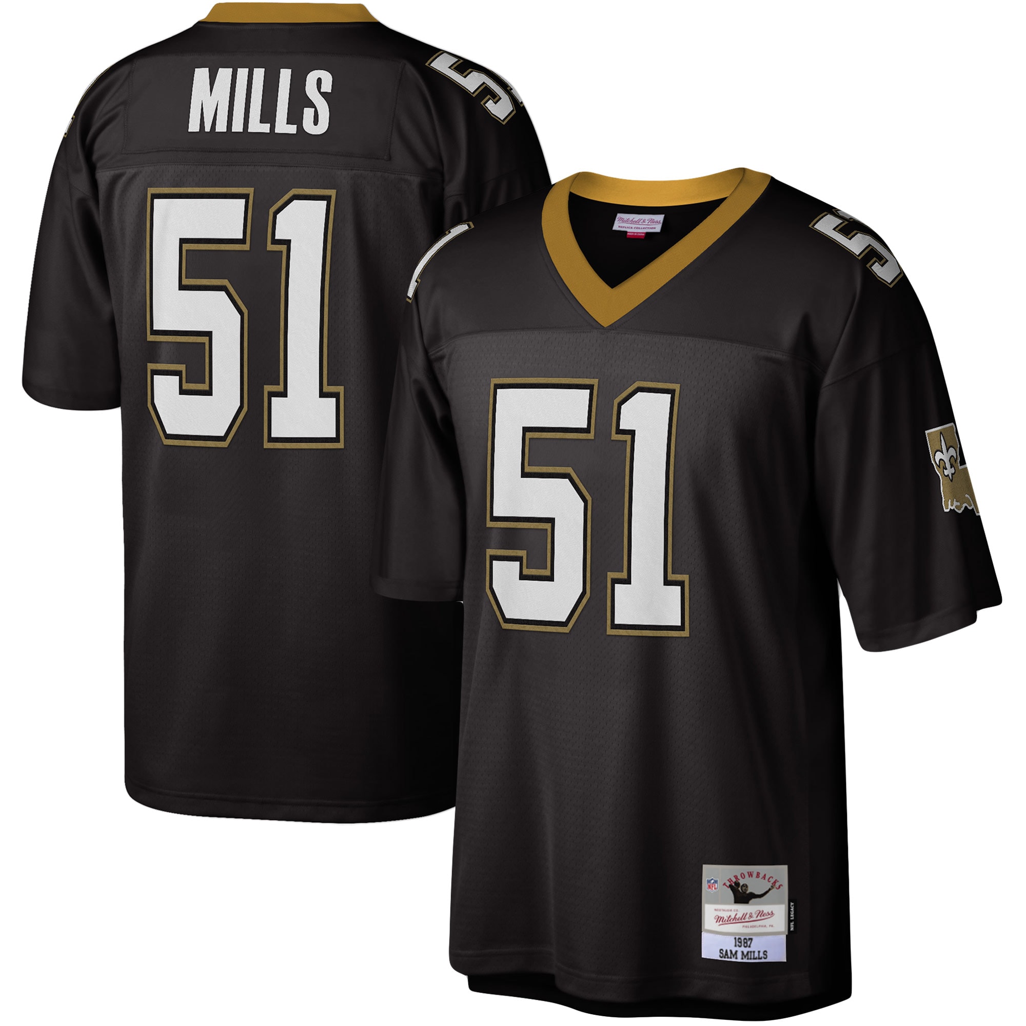 Sam Mills New Orleans Saints NFL Jersey - Black | FanWearStyle