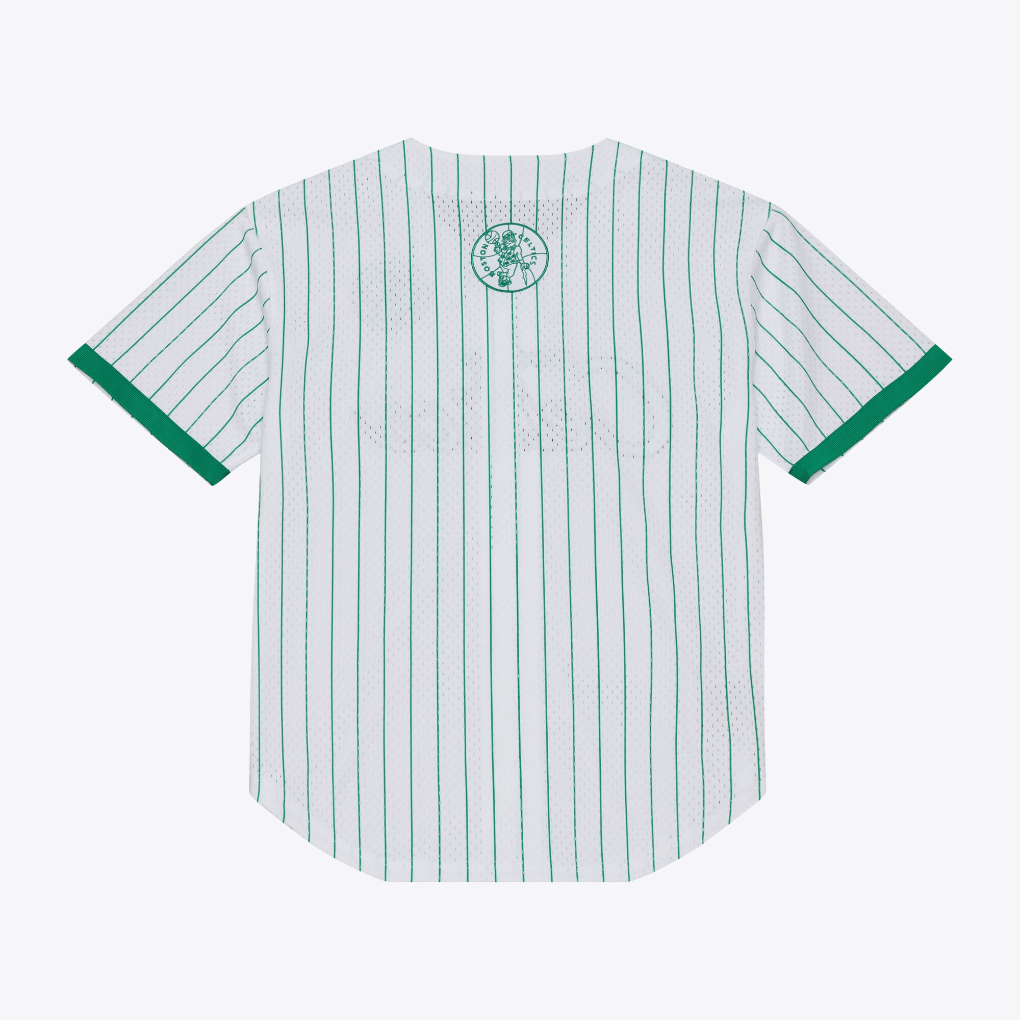 Boston Celtics Head Coach Pinstripe Mesh Full-Button Baseball Jersey - White - angle 2
