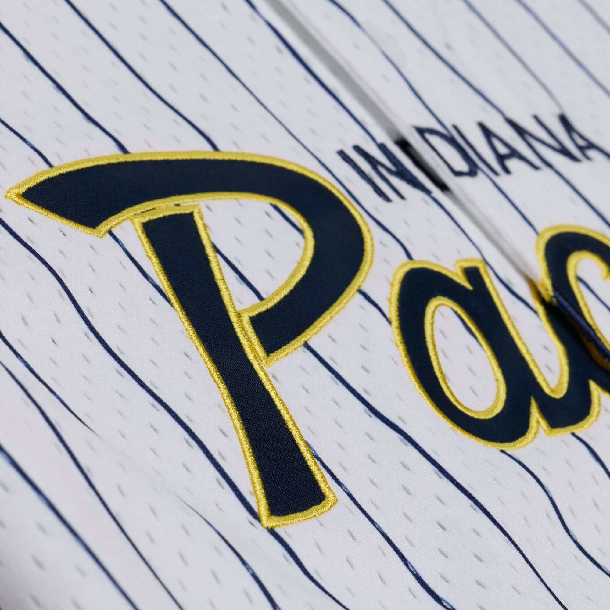 Indiana Pacers Head Coach Pinstripe Mesh Full-Button Baseball Jersey - White - angle 5