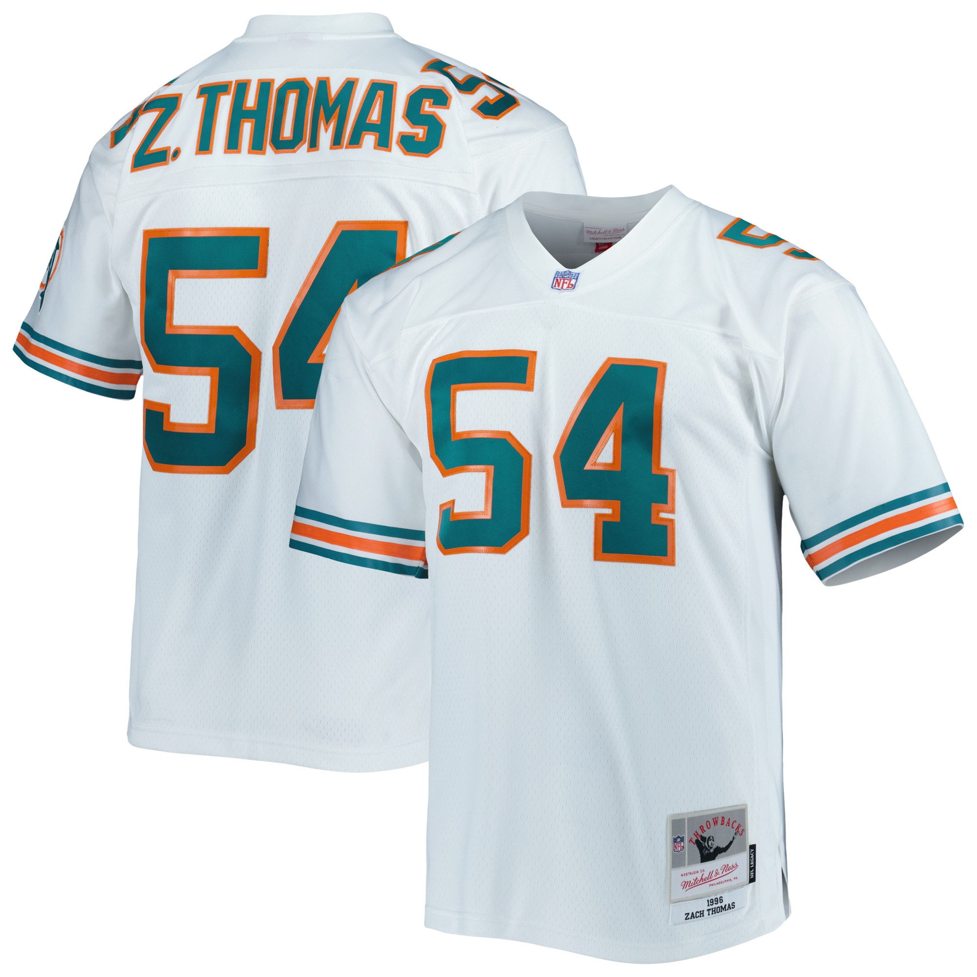 Youth Zach Thomas Miami Dolphins Legacy Replica Jersey - White | FanWearStyle