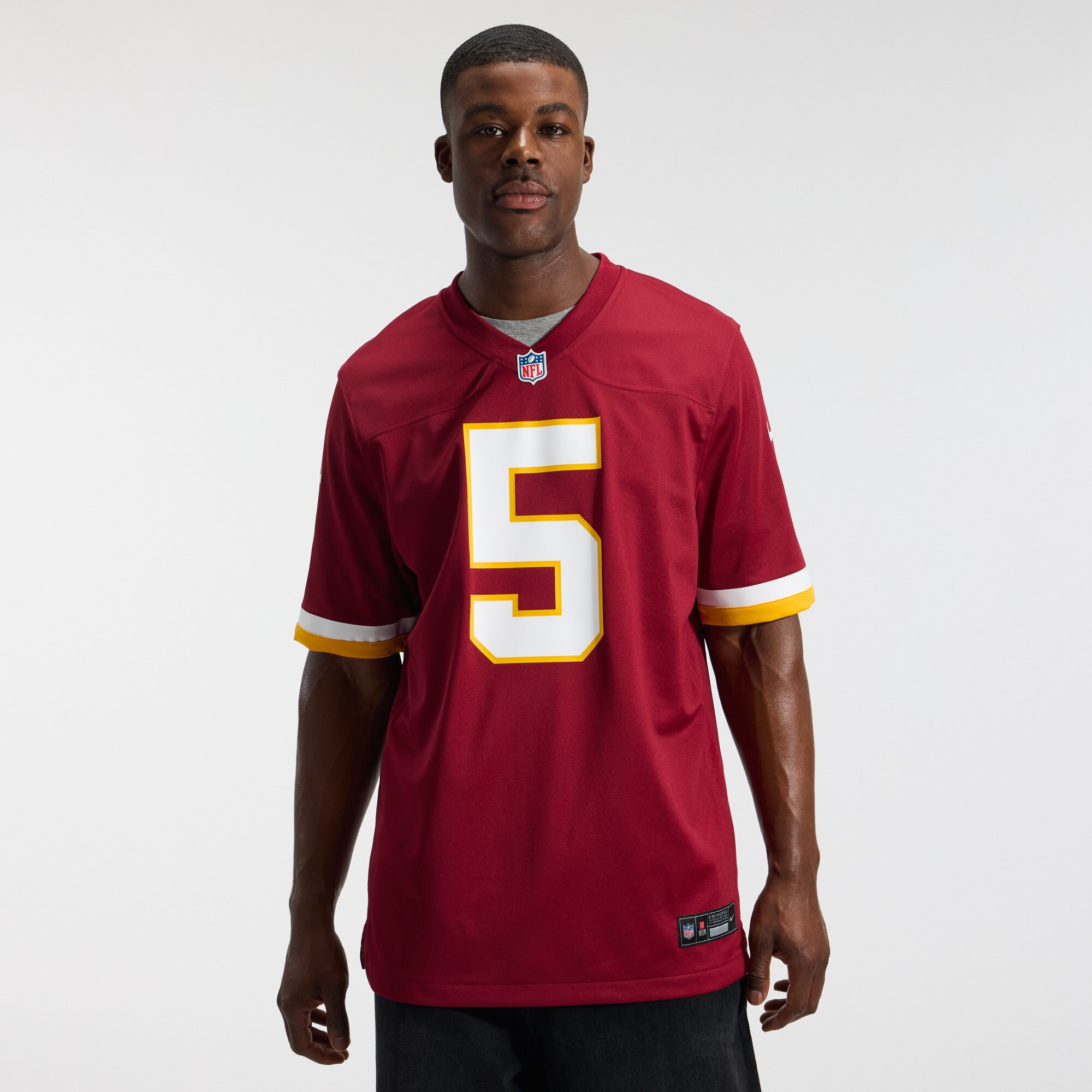Jayden Daniels Washington Commanders Game Jersey - Burgundy - angle 4