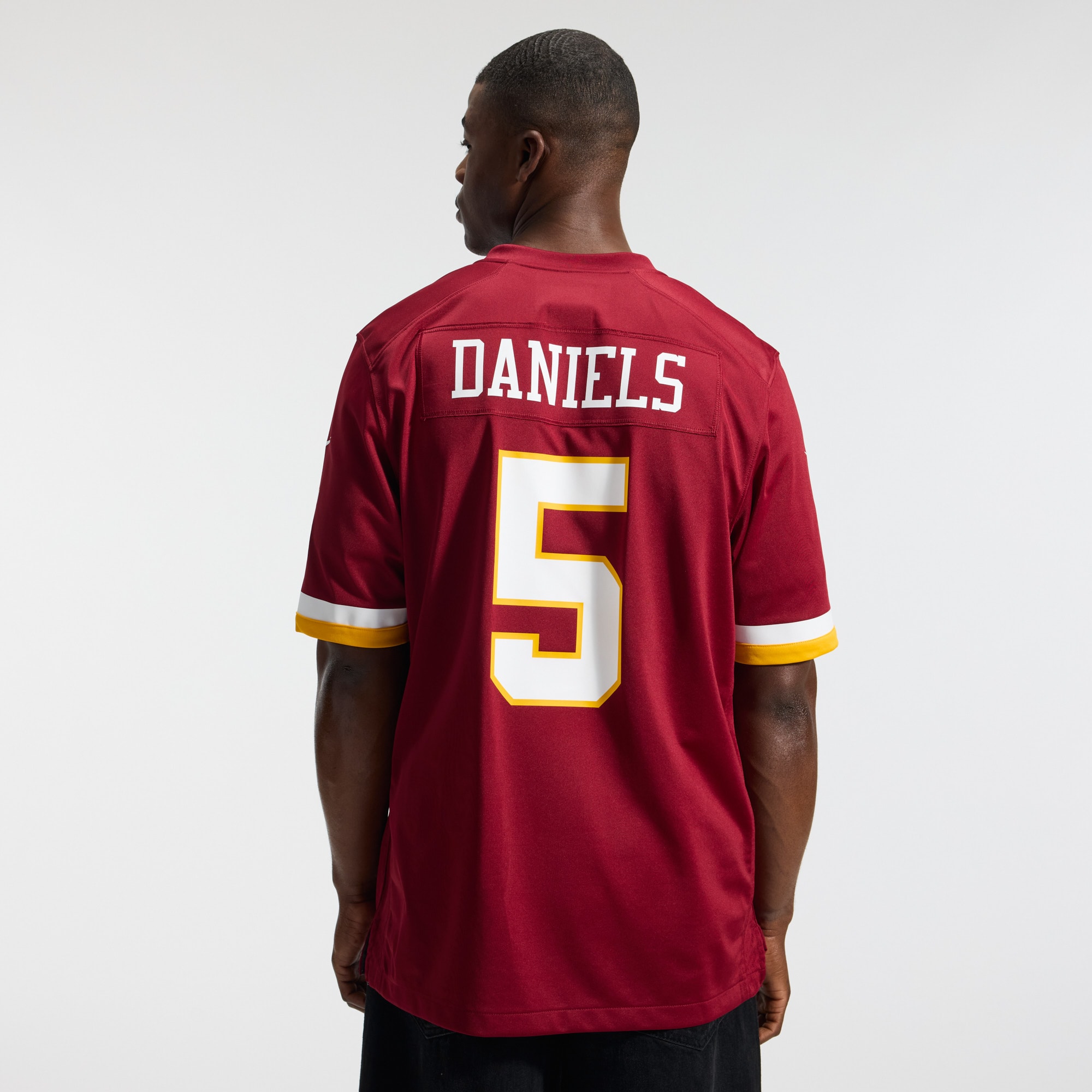 Jayden Daniels Washington Commanders Game Jersey - Burgundy - angle 5