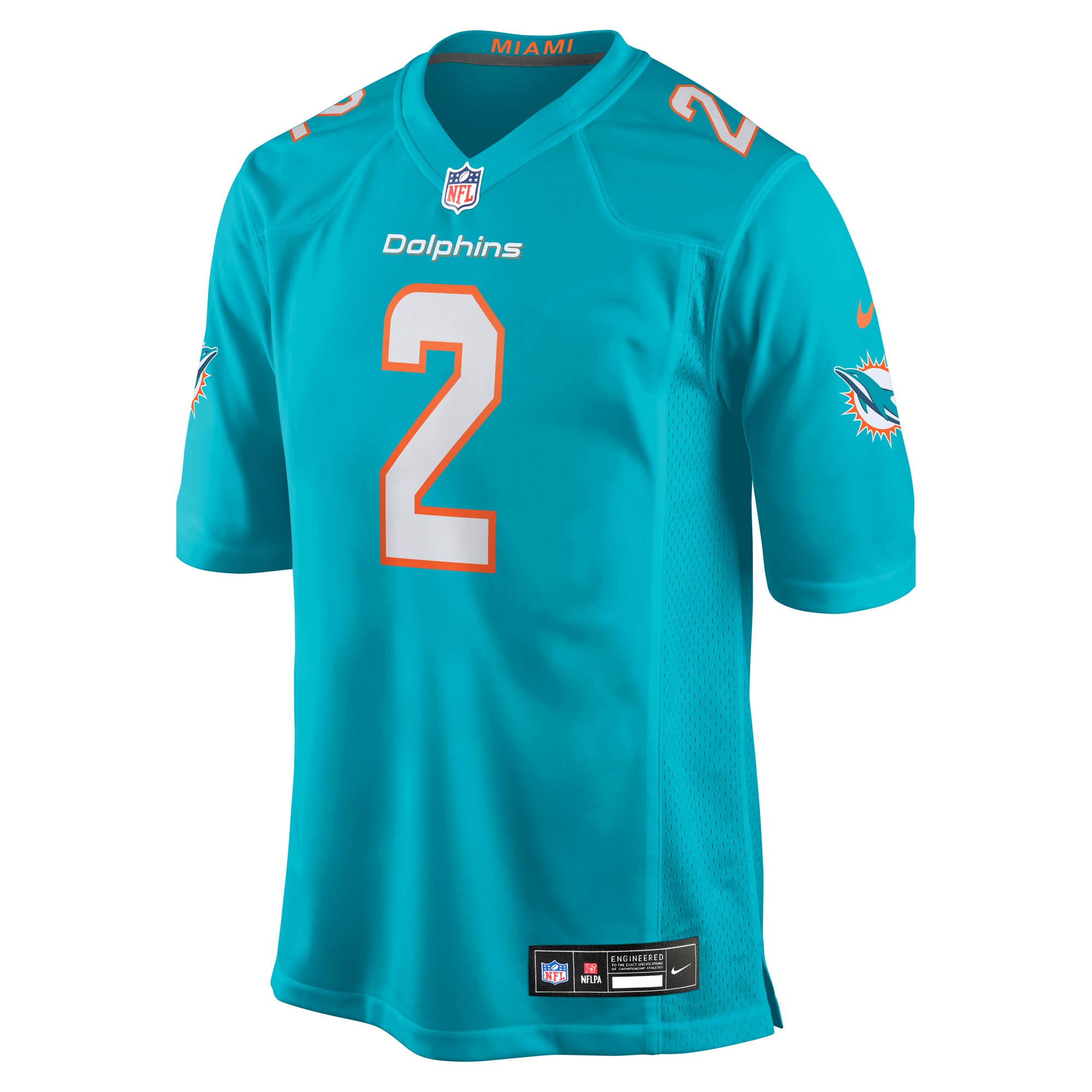 Malik Willis Miami Dolphins Game Jersey - Aqua - angle 4