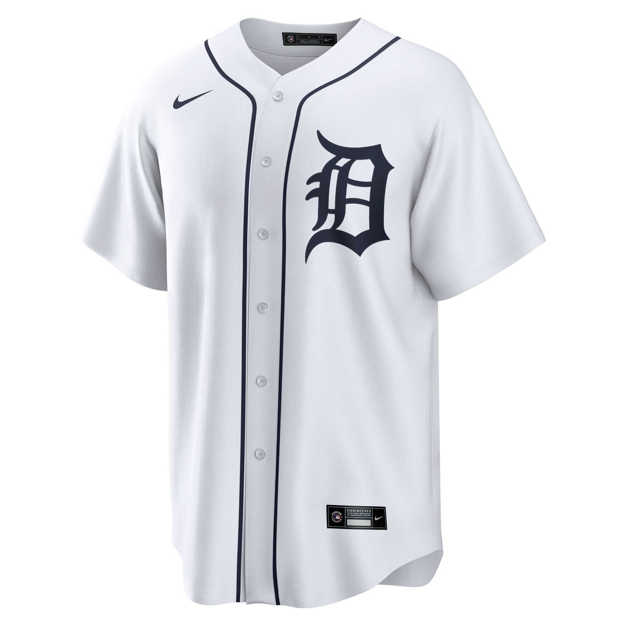 Detroit Tigers Home Replica Team Jersey - White - angle 4