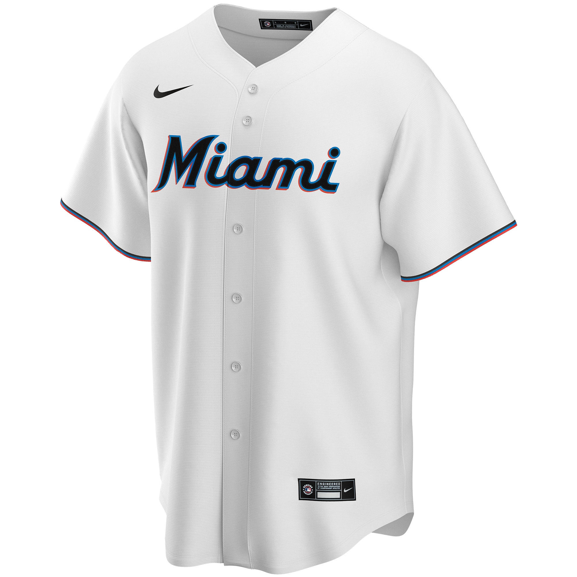 Miami Marlins Home Replica Custom Jersey - White - angle 4