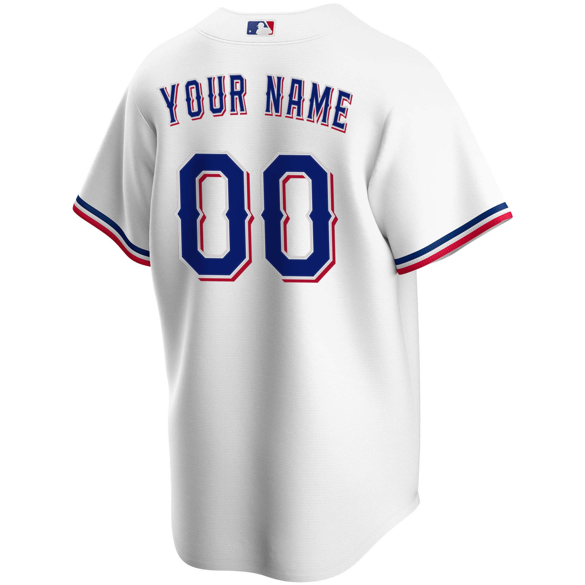 Texas Rangers Home Replica Custom Jersey - White - angle 5