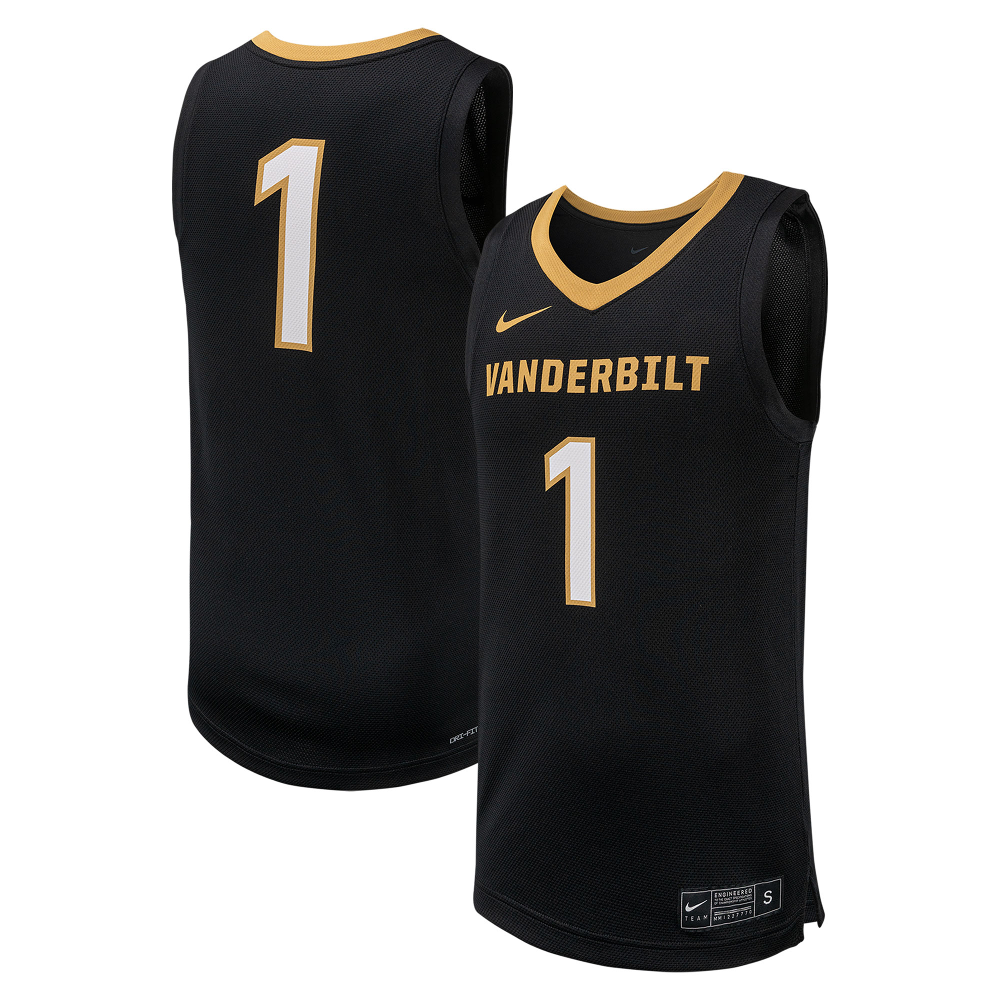 Vanderbilt Commodores Replica Basketball Jersey - Black - angle 3