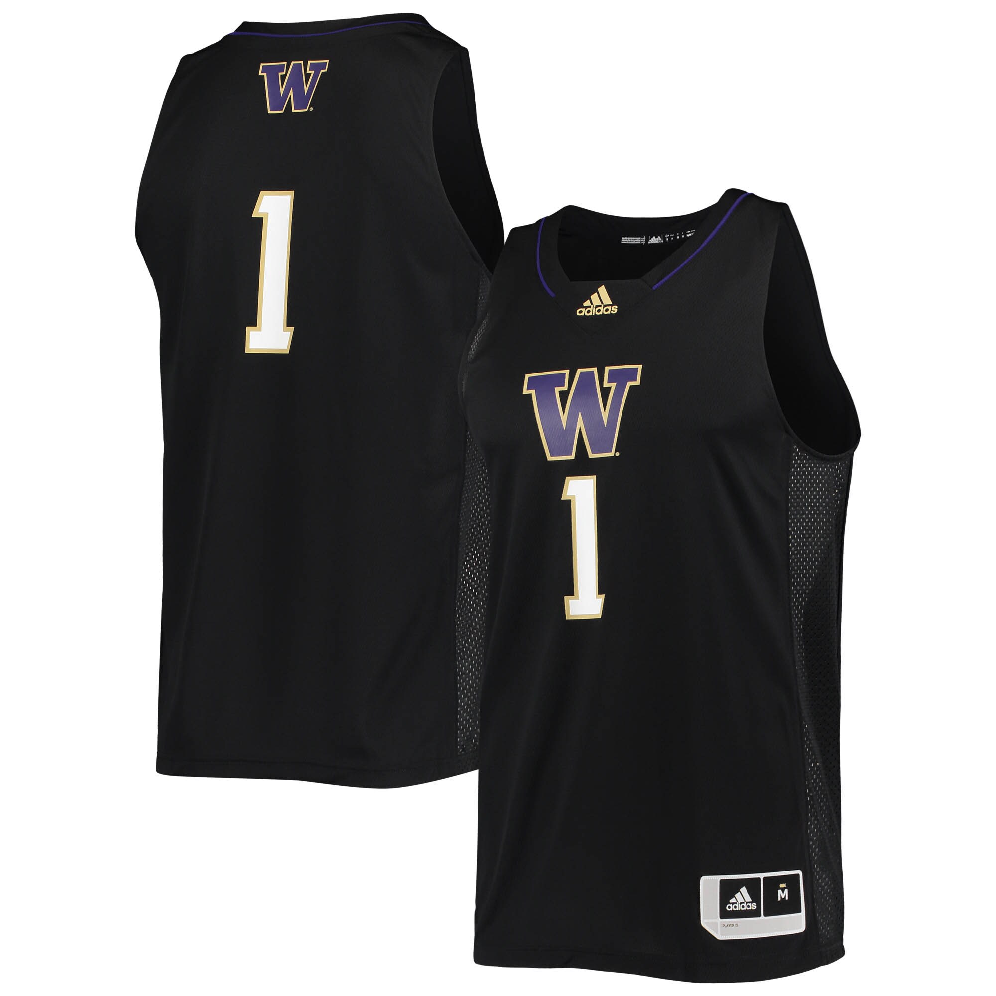 Washington Huskies Swingman Basketball Jersey - Black - angle 2