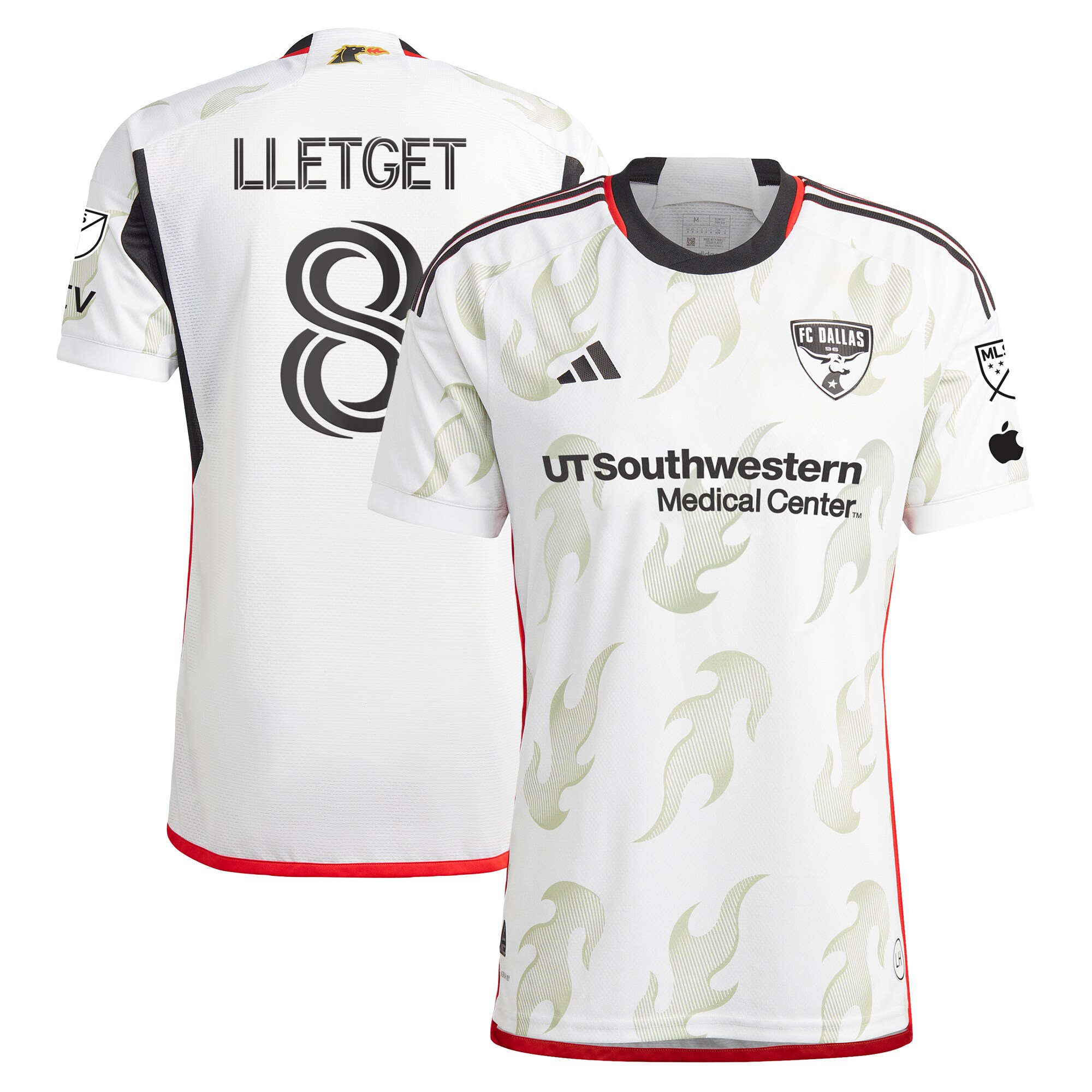 Sebastian Lletget FC Dallas 2024 Burn Baby Burn Player Jersey - White - angle 2