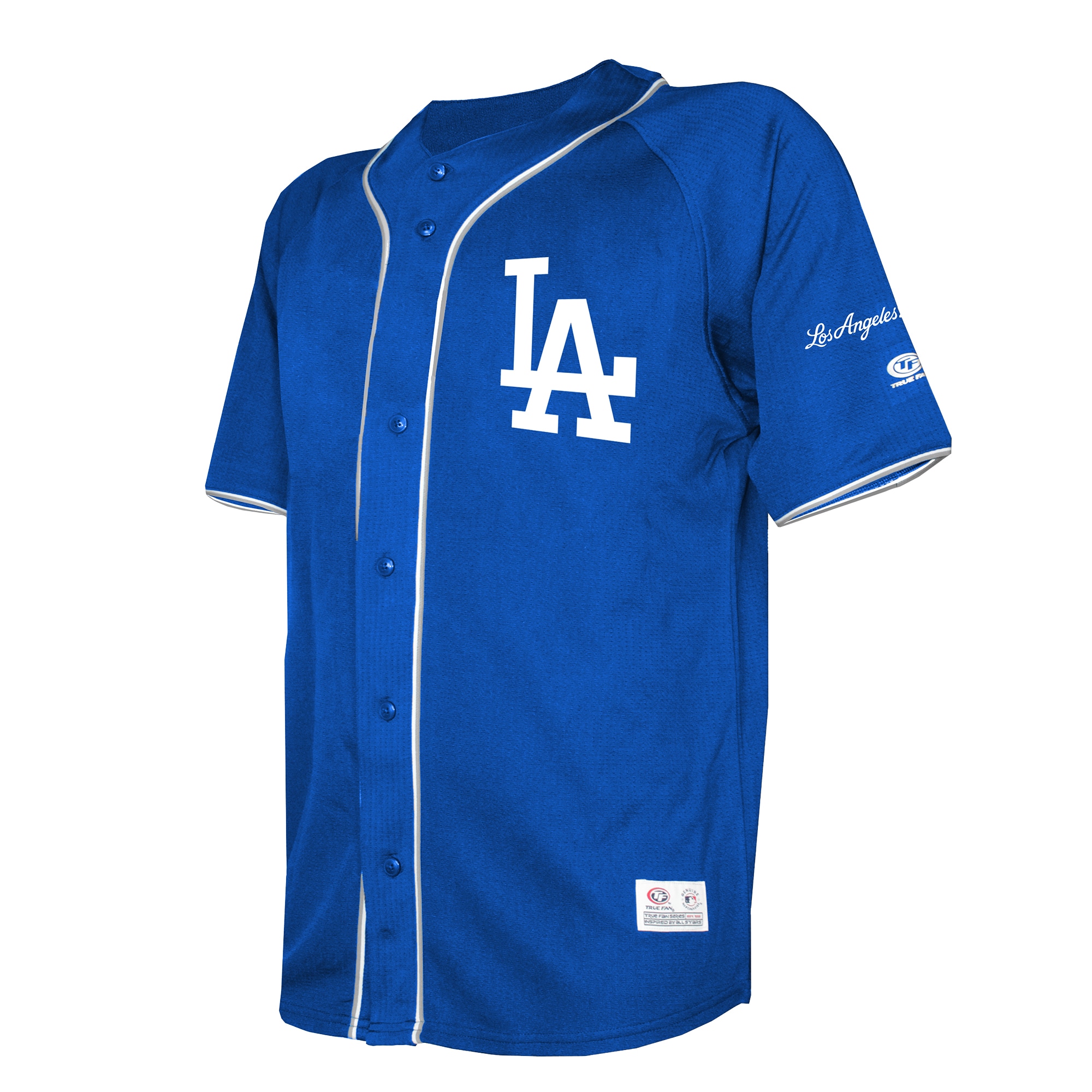 Los Angeles Dodgers Stitches Team Color Full-Button Fashion Jersey - Royal - angle 2