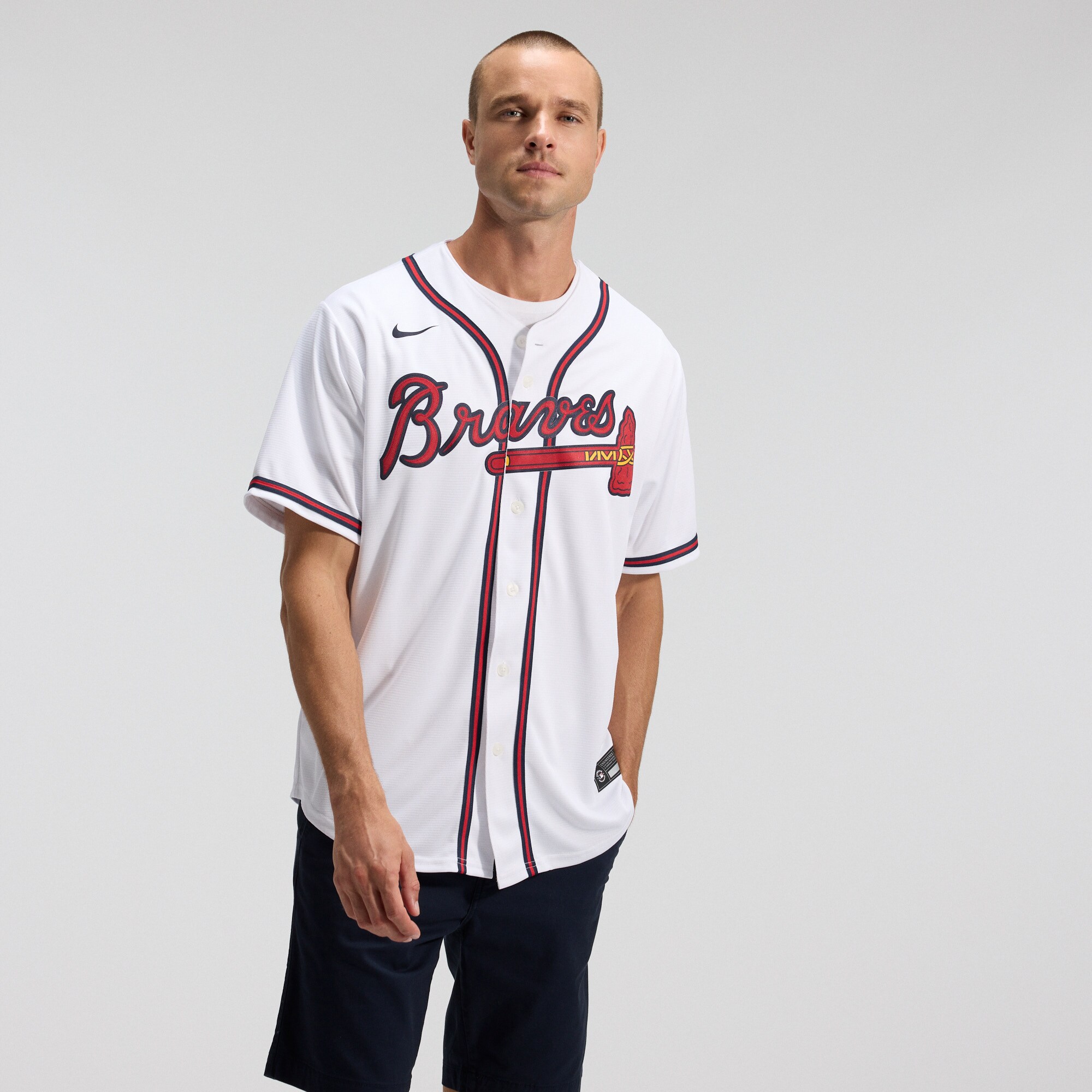 Atlanta Braves Home Replica Team Jersey - White - angle 3