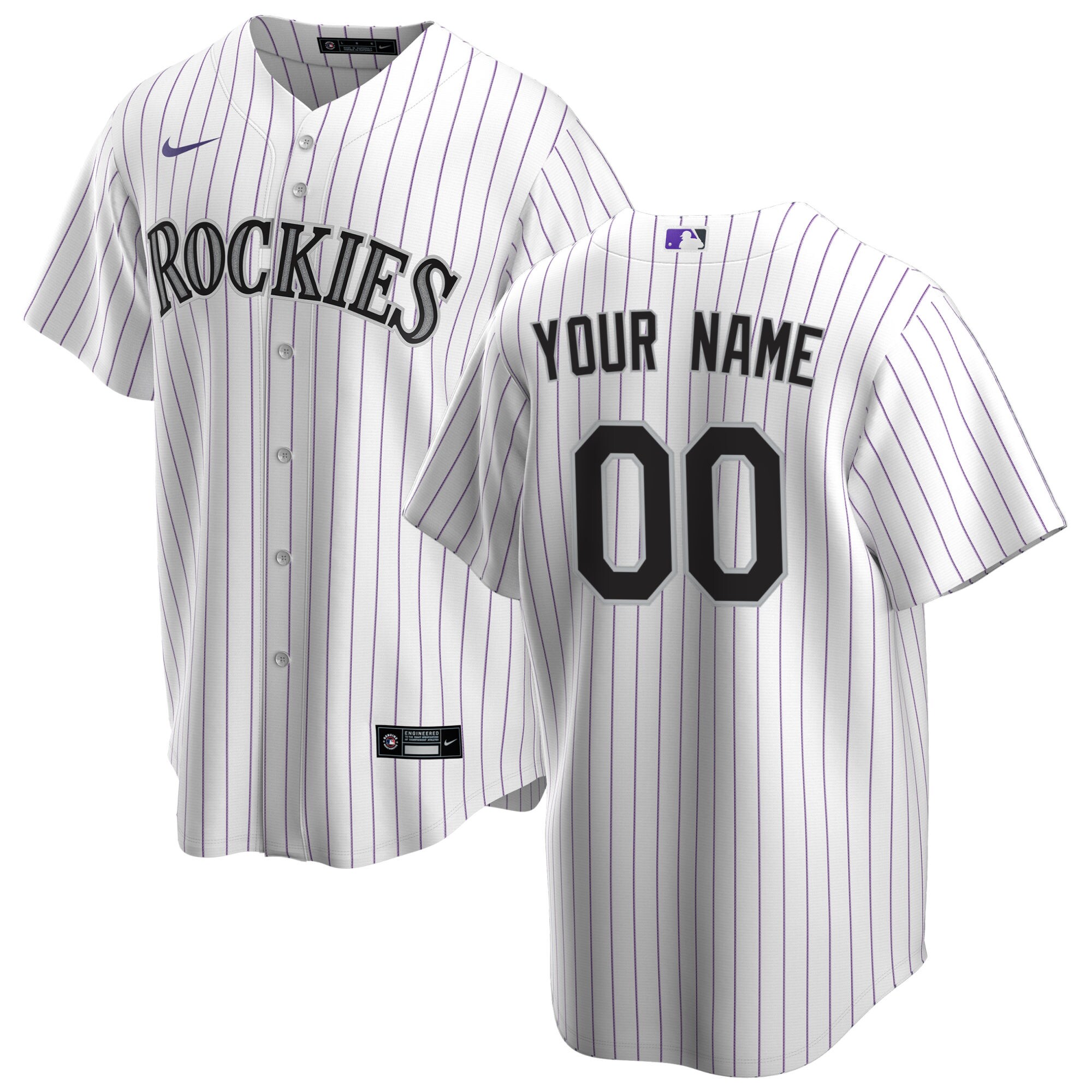 Colorado Rockies Home Replica Custom Jersey - White - angle 3
