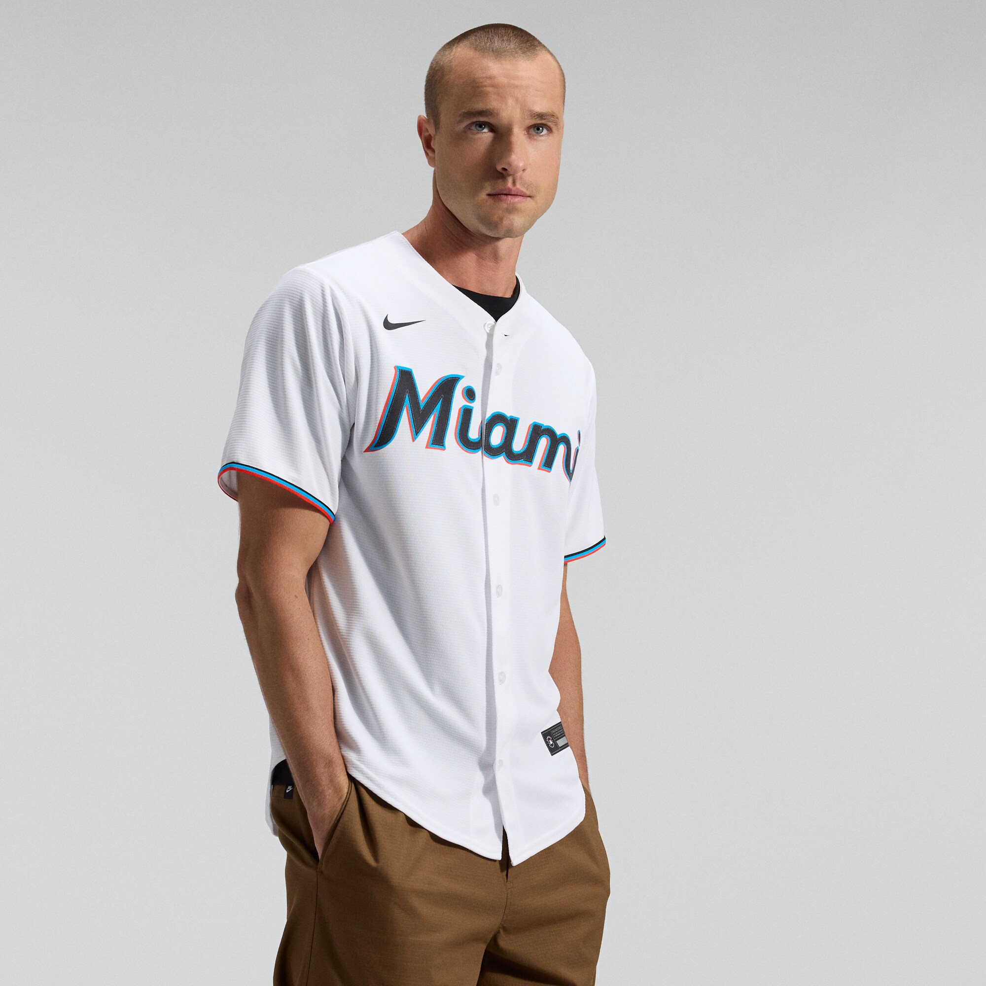 Miami Marlins Home Replica Team Jersey - White - angle 3