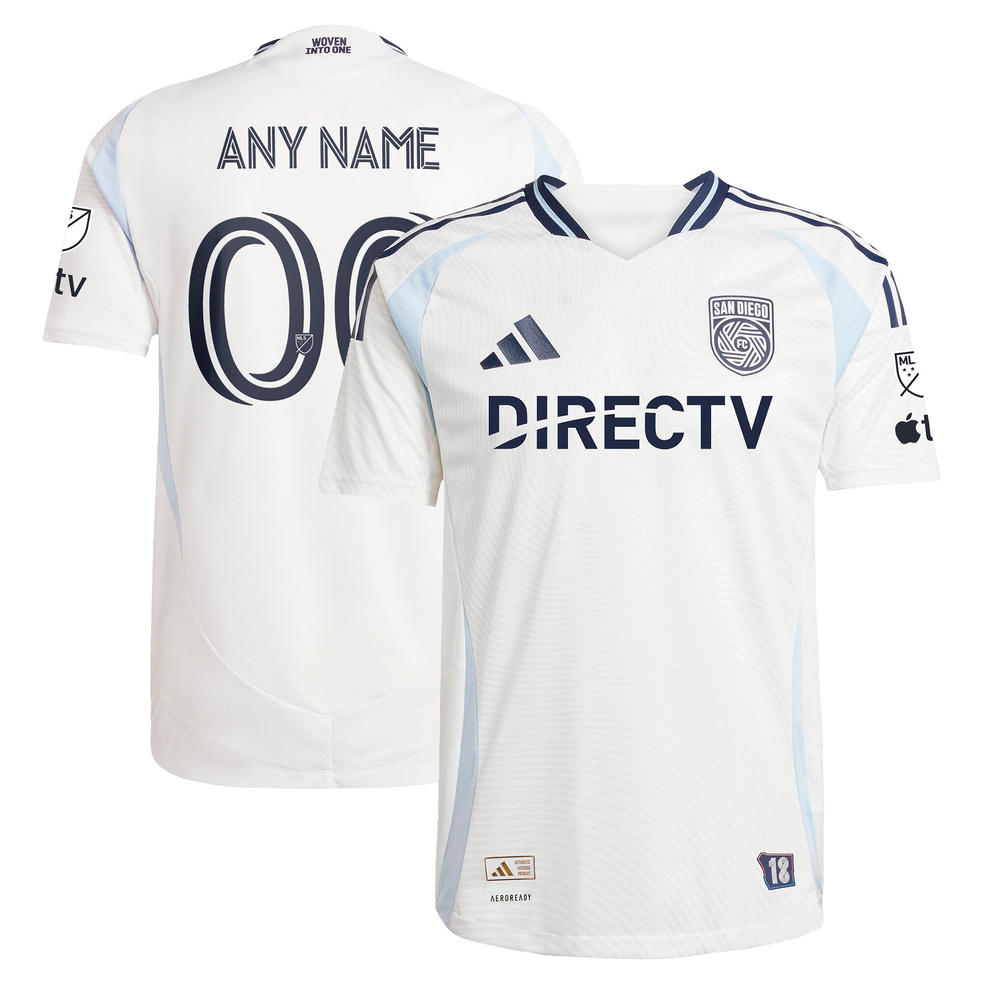 San Diego FC 2025 Woven Into One Custom Jersey - White - angle 3