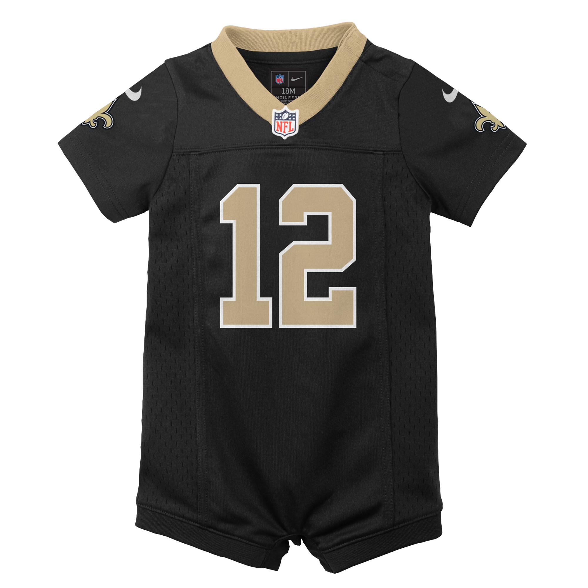 Chris Olave New Orleans Saints Newborn Romper Game Jersey - Black - angle 4