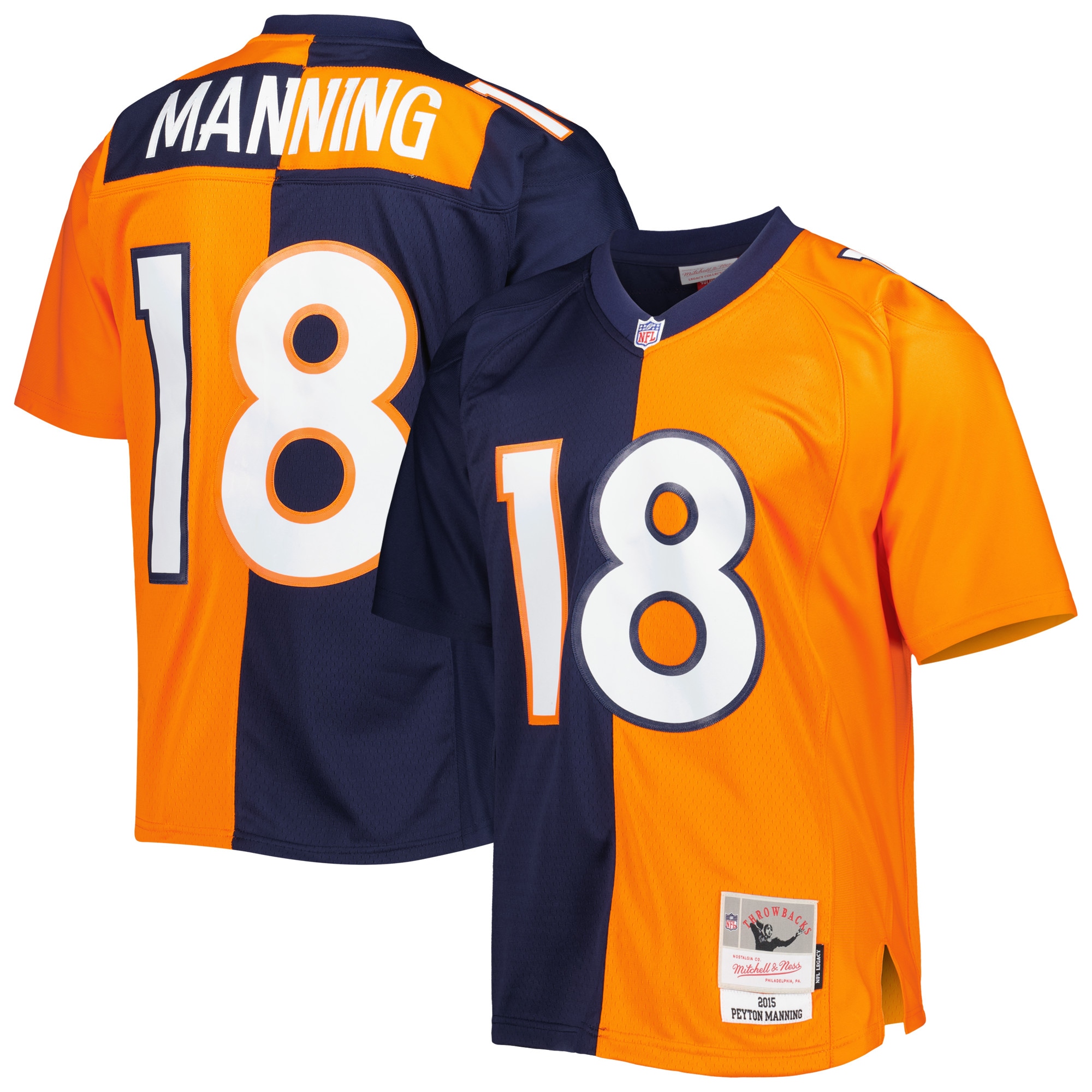 Youth Peyton Manning Denver Broncos 2015 Split Legacy Replica Jersey - Navy/Orange | FanWearStyle