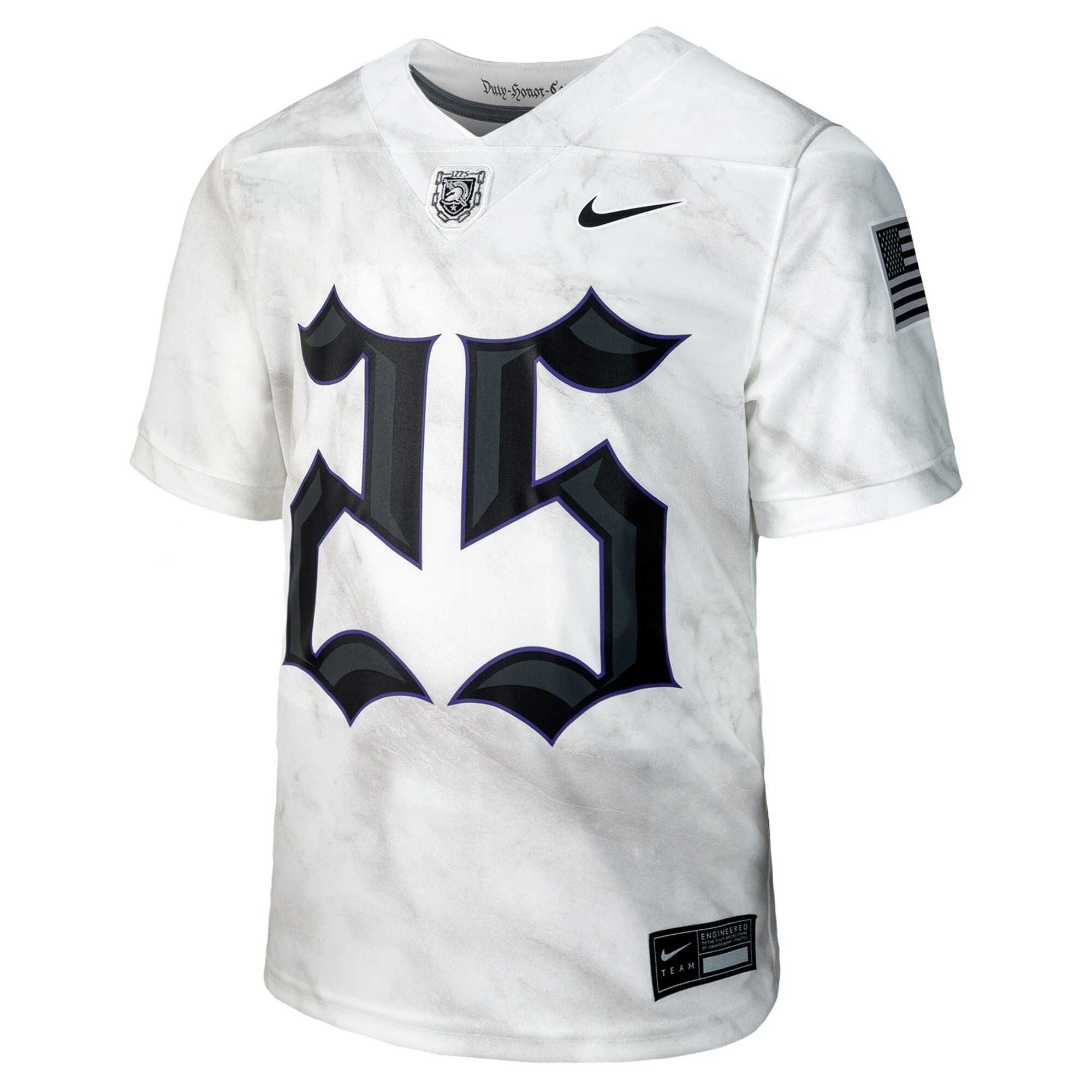 Army Black Knights Youth Army 250 Collection Replica Game Jersey - White - angle 4
