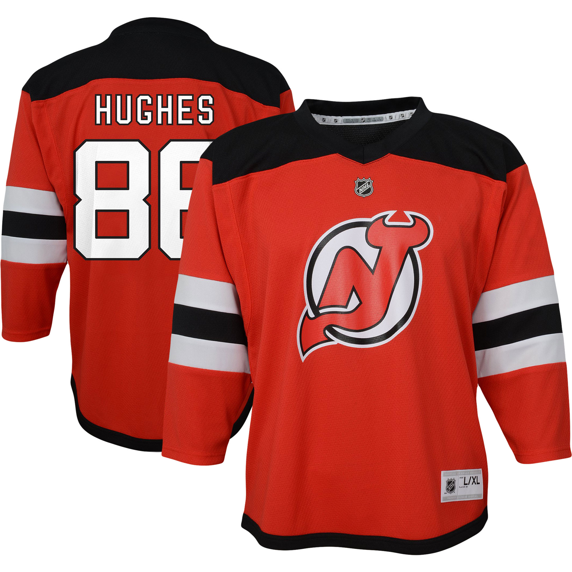 Women's Jack Hughes New Jersey Devils Preschool Home Replica Player Jersey - Red | FanWearStyle