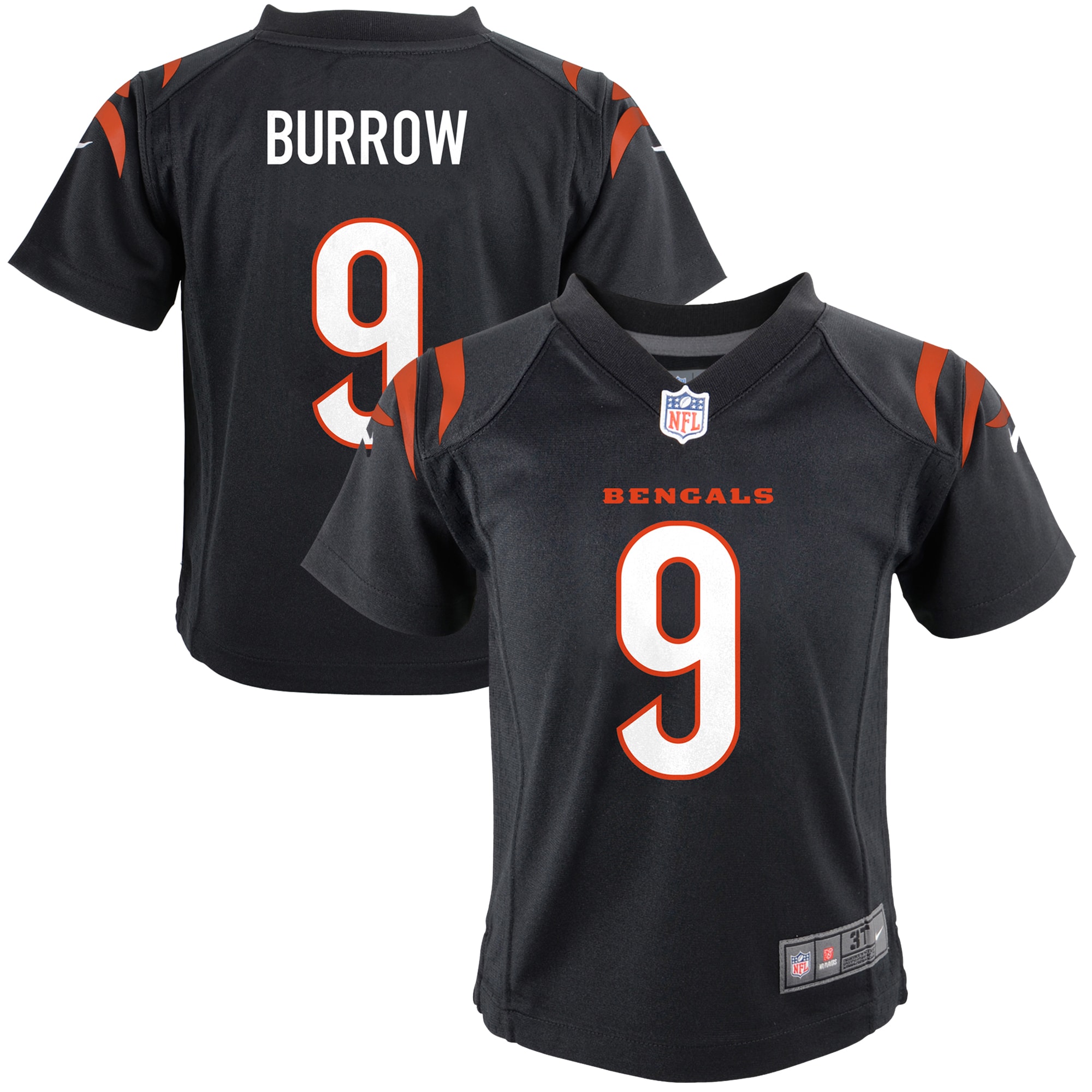 Women's Joe Burrow #9 Cincinnati Bengals Preschool Game Jersey - Black | FanWearStyle