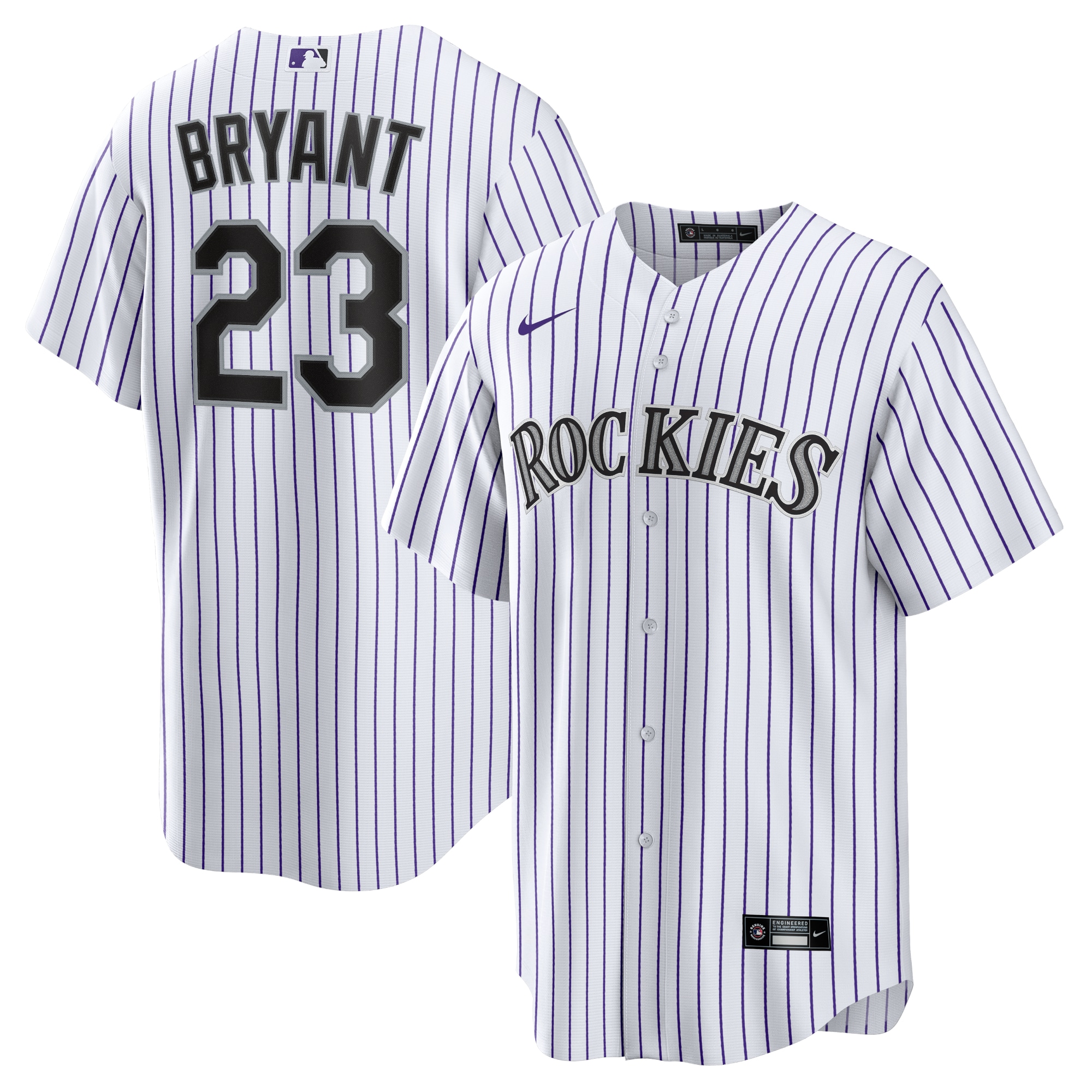 Youth Kris Bryant Colorado Rockies Replica Player Jersey - White/Purple | FanWearStyle
