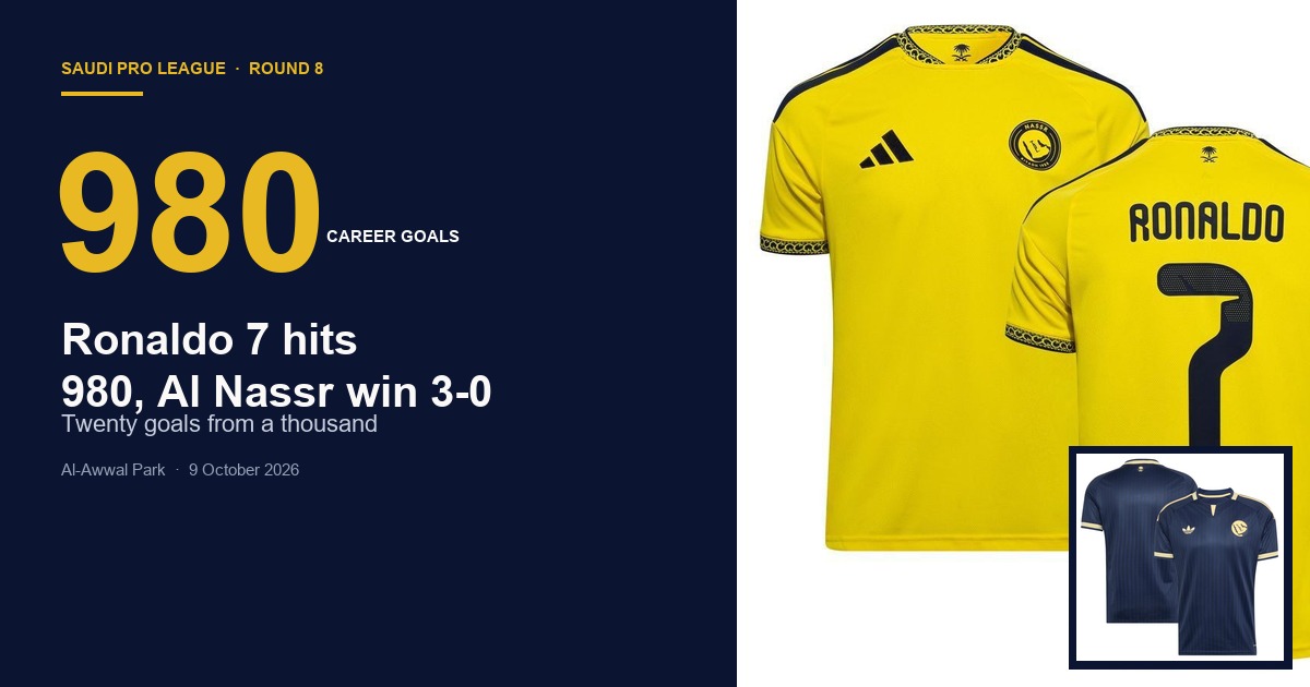 Cristiano Ronaldo Al Nassr Ronaldo 7 shirt after his 980th career goal