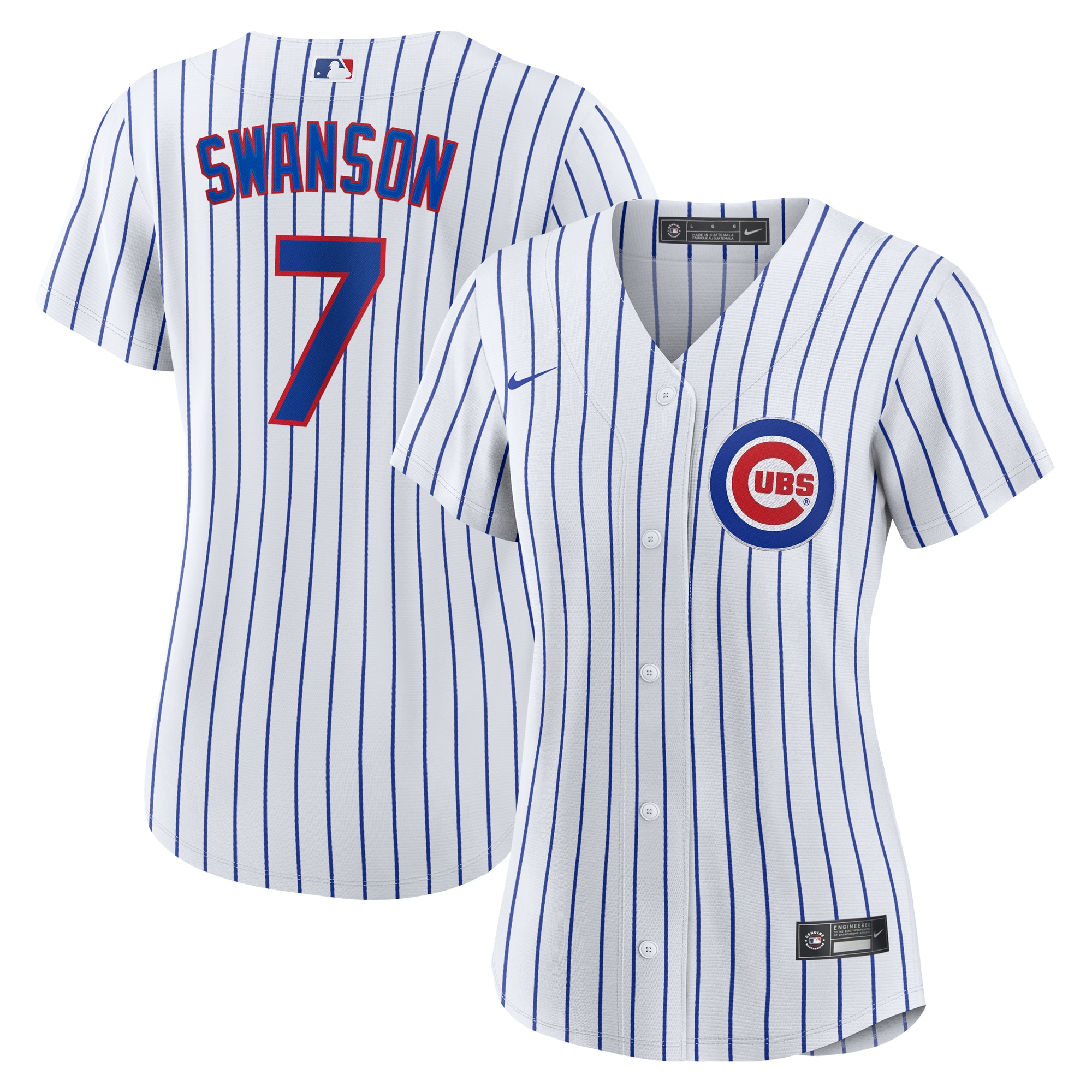 Youth Dansby Swanson Chicago Cubs Women's Home Replica Player Jersey - White/Royal | FanWearStyle