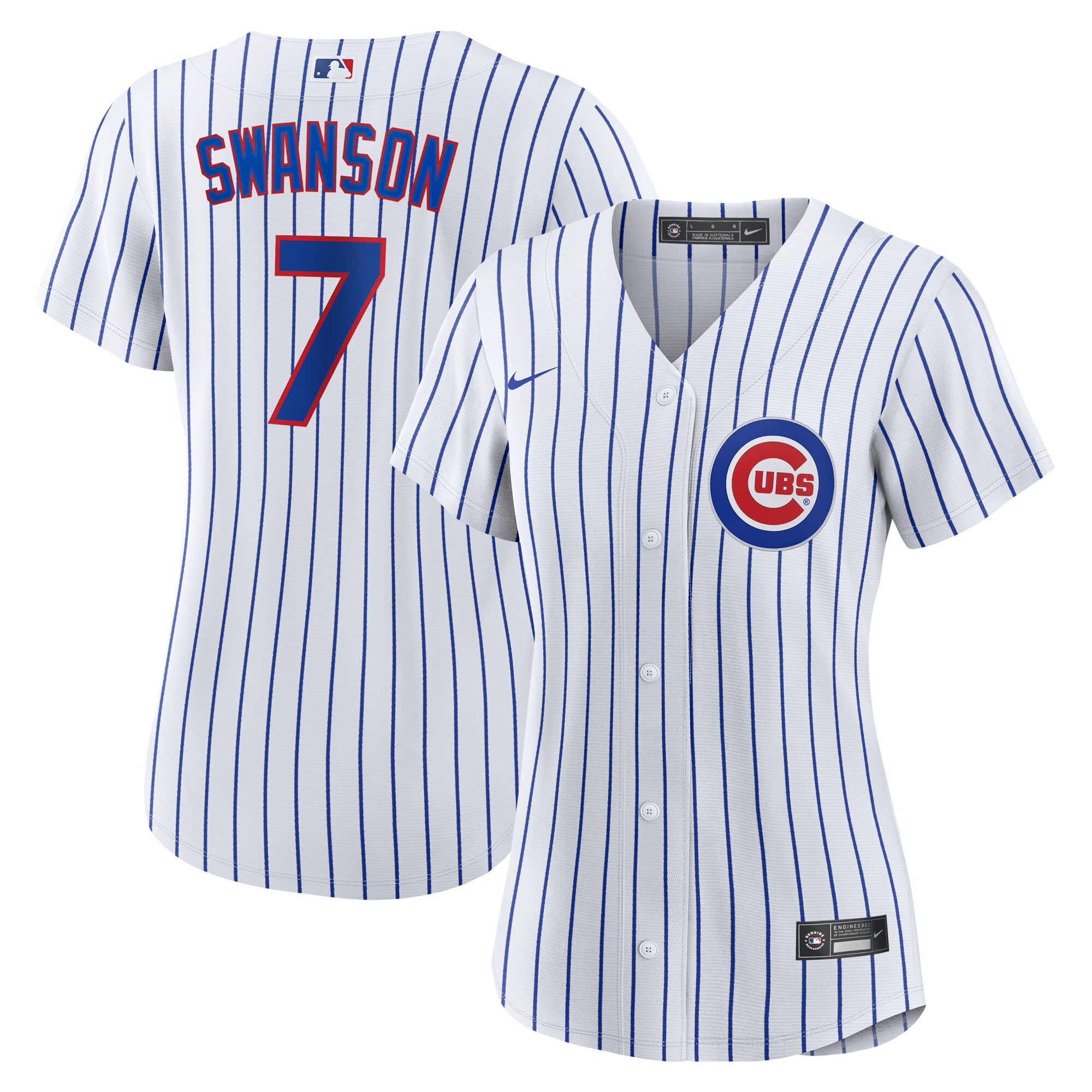 Dansby Swanson Chicago Cubs Women's Home Replica Player Jersey - White/Royal - angle 2
