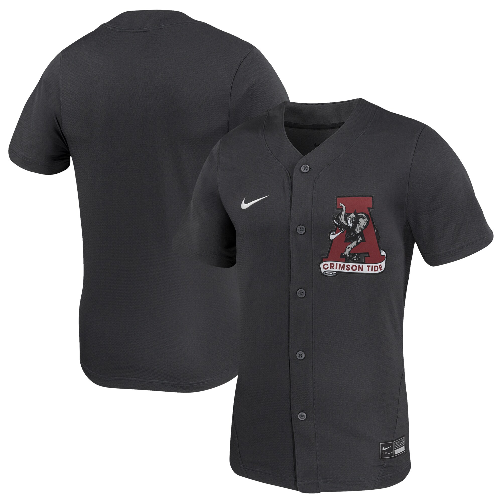 Alabama Crimson Tide Unisex Replica Softball Jersey - Anthracite - angle 2