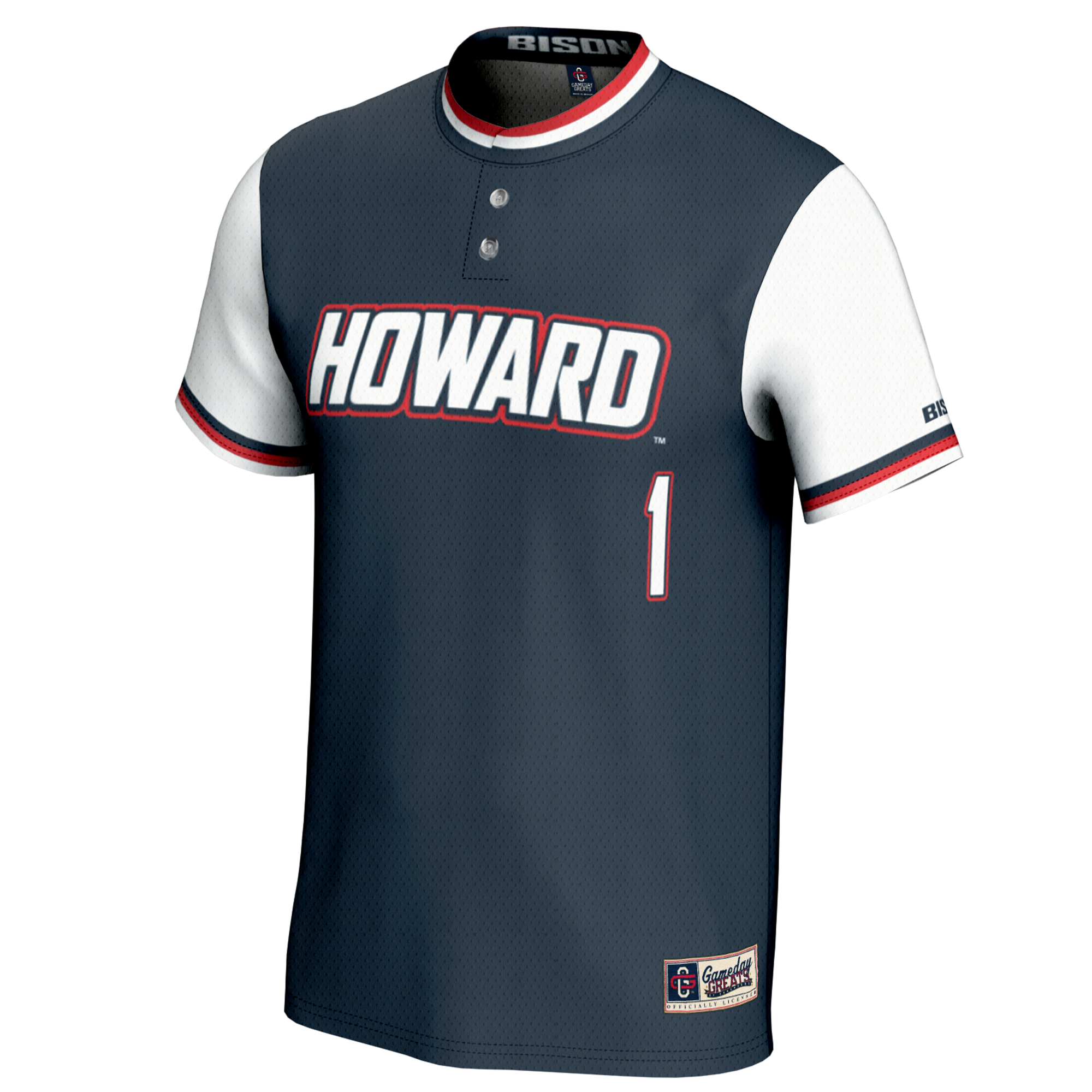 Howard Bison GameDay Greats Unisex Lightweight Softball Jersey - Navy - angle 2