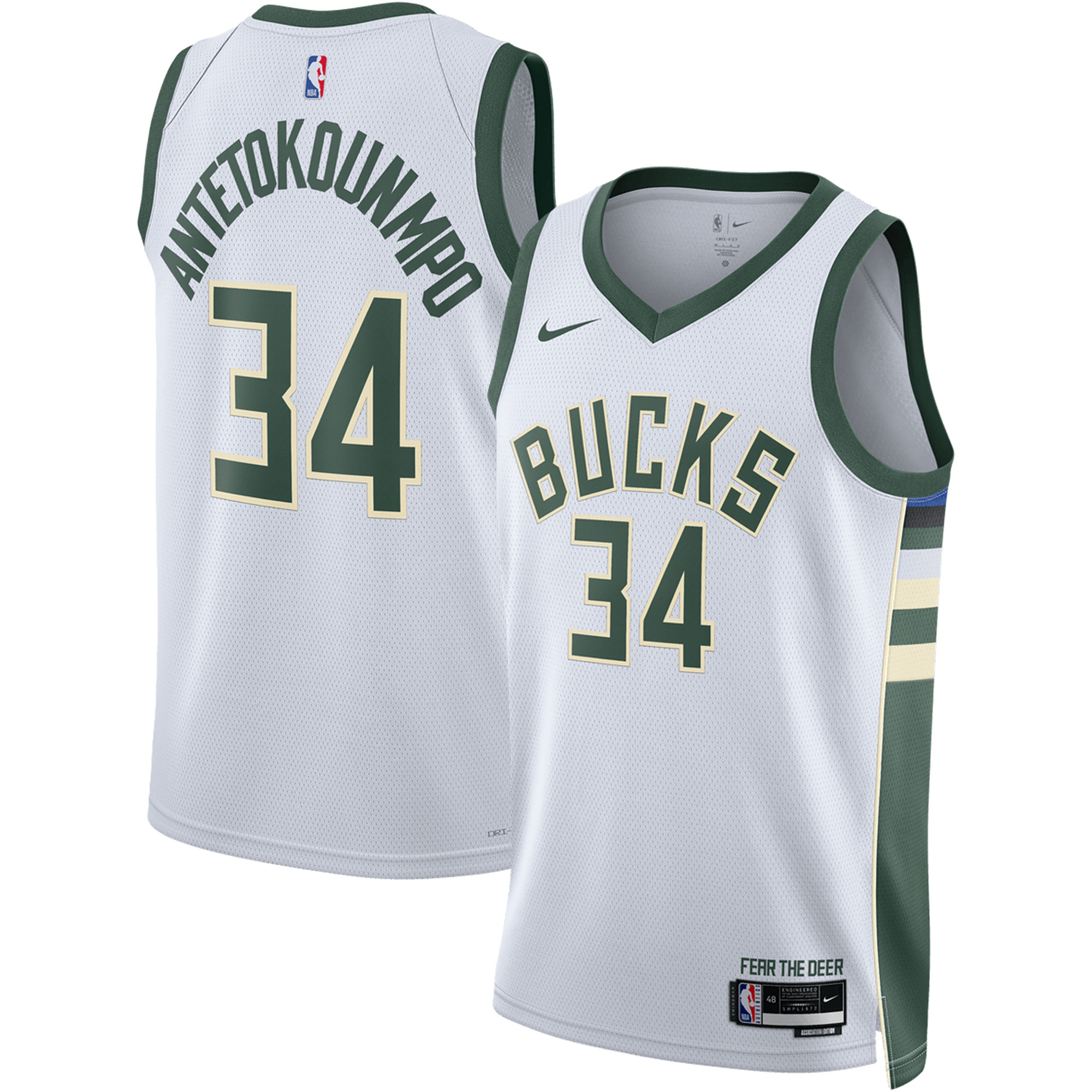 Giannis Antetokounmpo #7 Milwaukee Bucks Unisex Swingman Jersey - Association Edition - White - angle 3