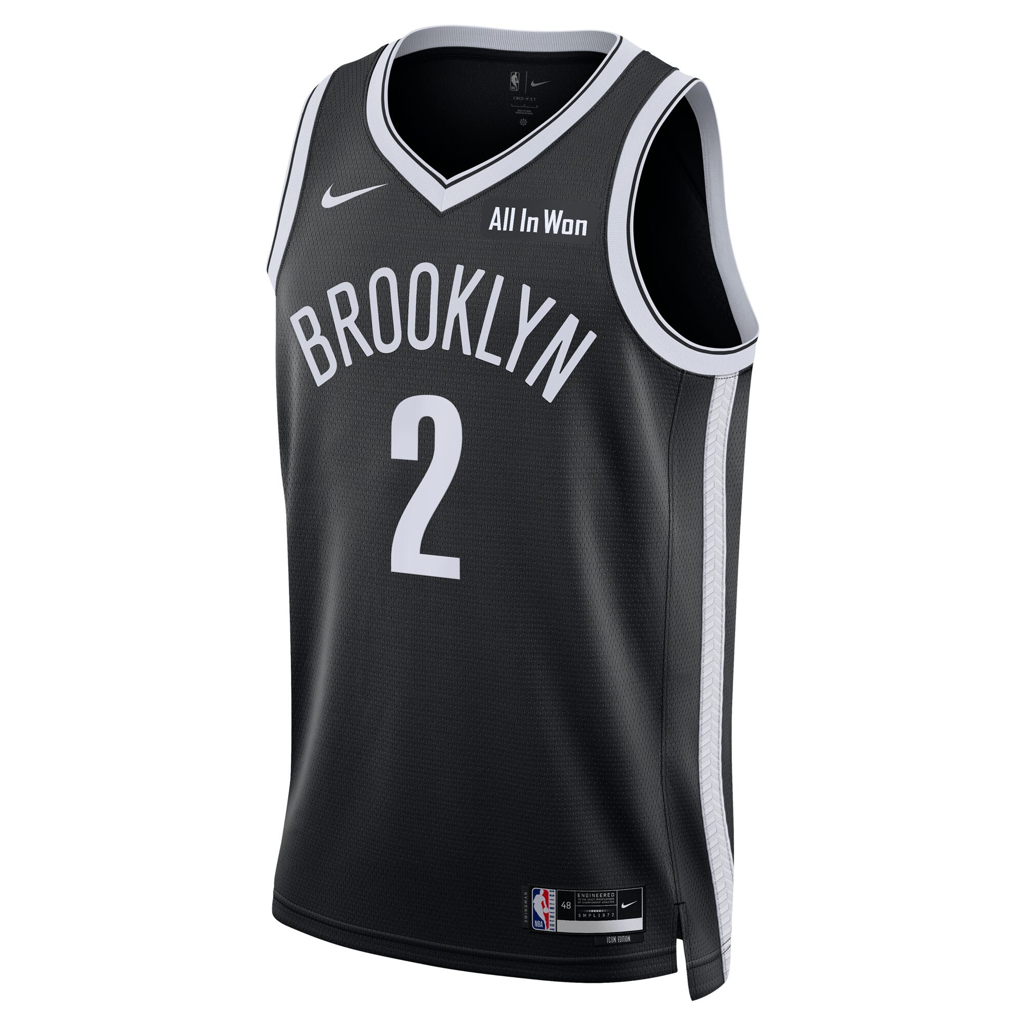 Daniel Wolf Brooklyn Nets Unisex Swingman Badge Jersey - Black - Icon Edition - angle 4