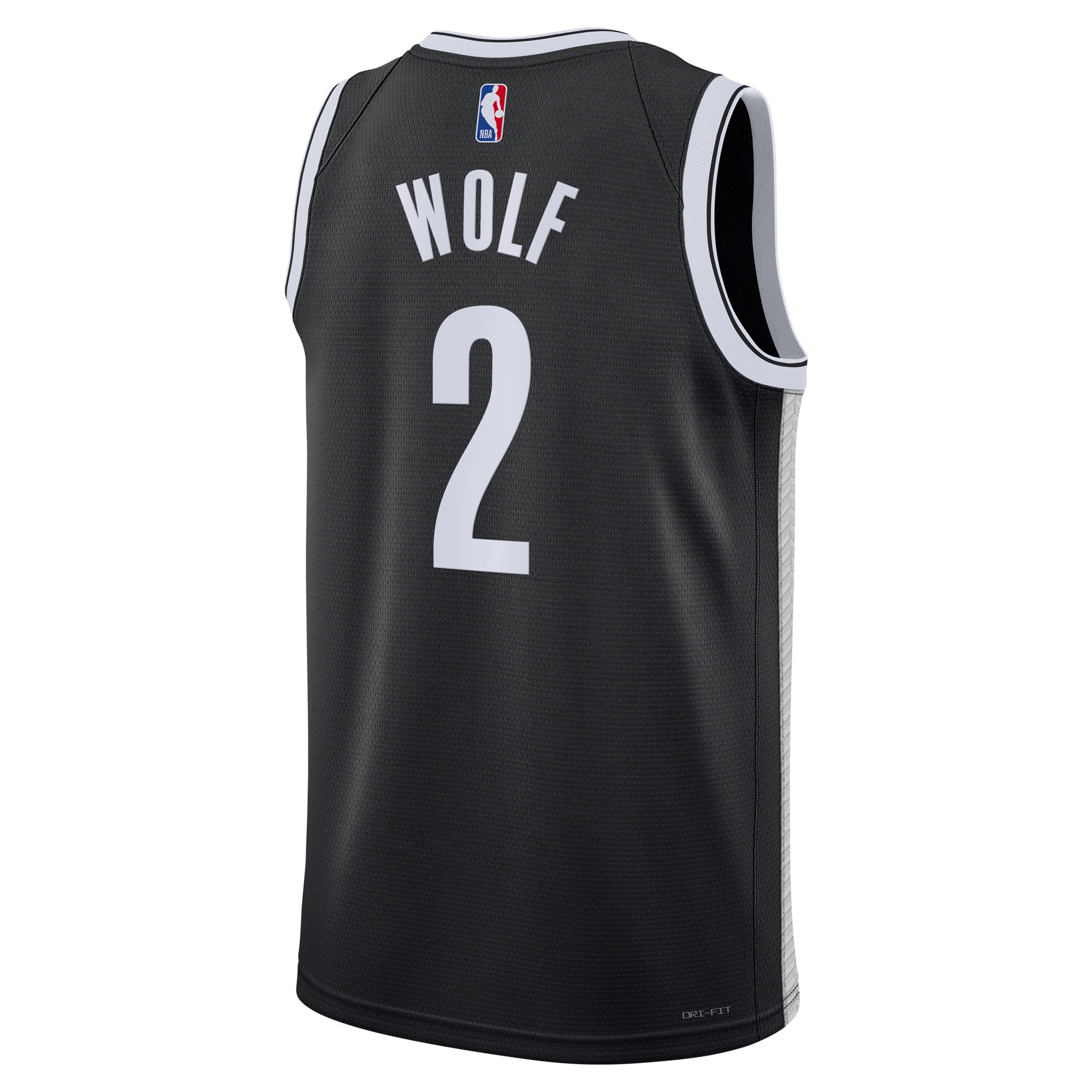 Daniel Wolf Brooklyn Nets Unisex Swingman Badge Jersey - Black - Icon Edition - angle 5