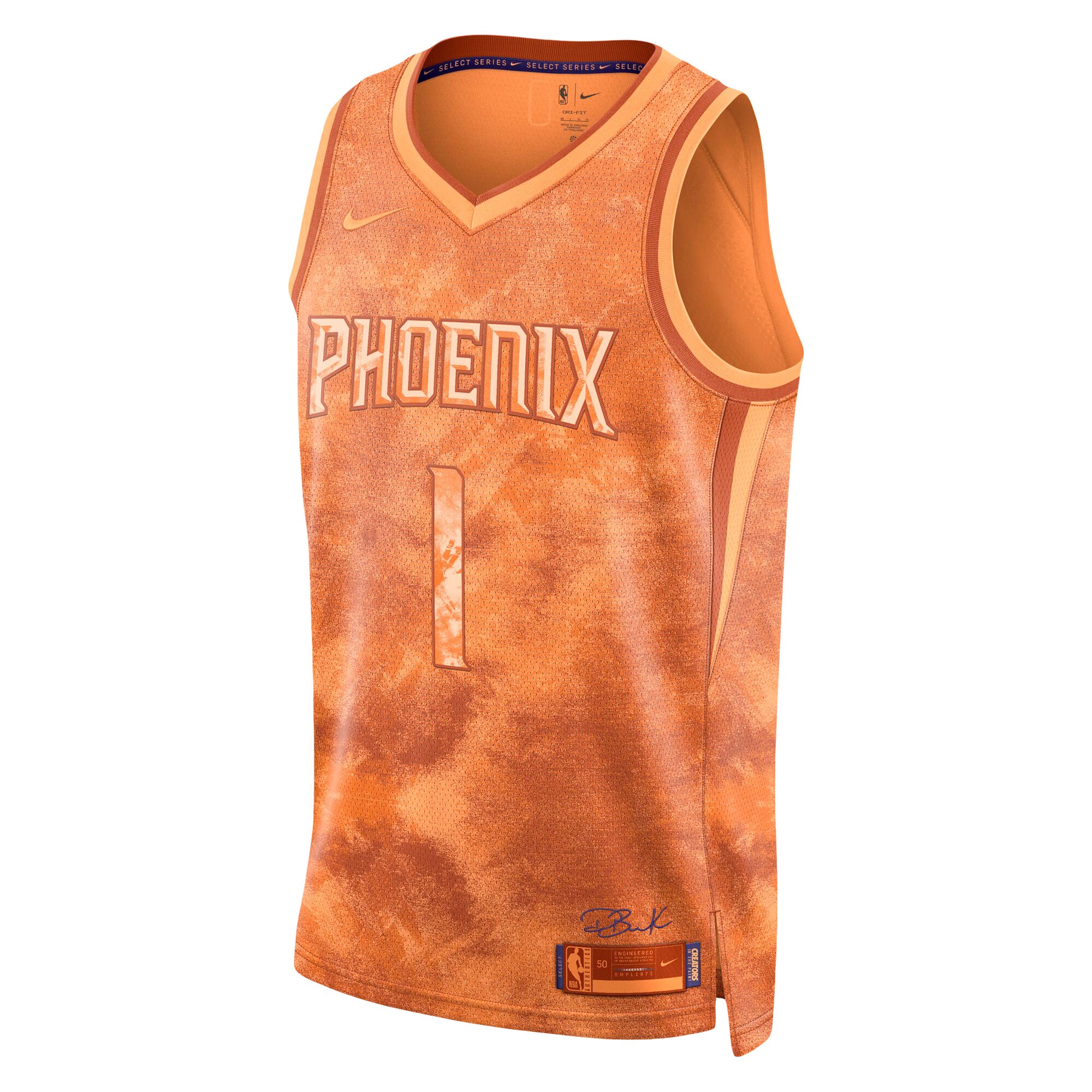 Devin Booker #1 Phoenix Suns Unisex Select Series Swingman Jersey - Orange - angle 4