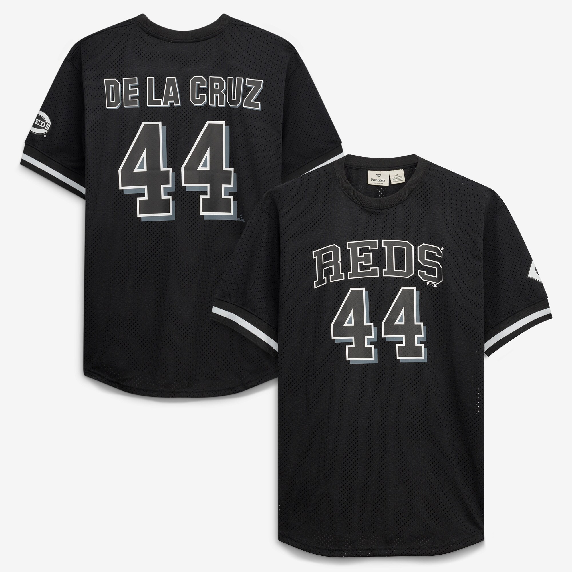 Elly De La Cruz Cincinnati Reds Big & Tall Heavyweight Mesh Jersey - Black/White - angle 2