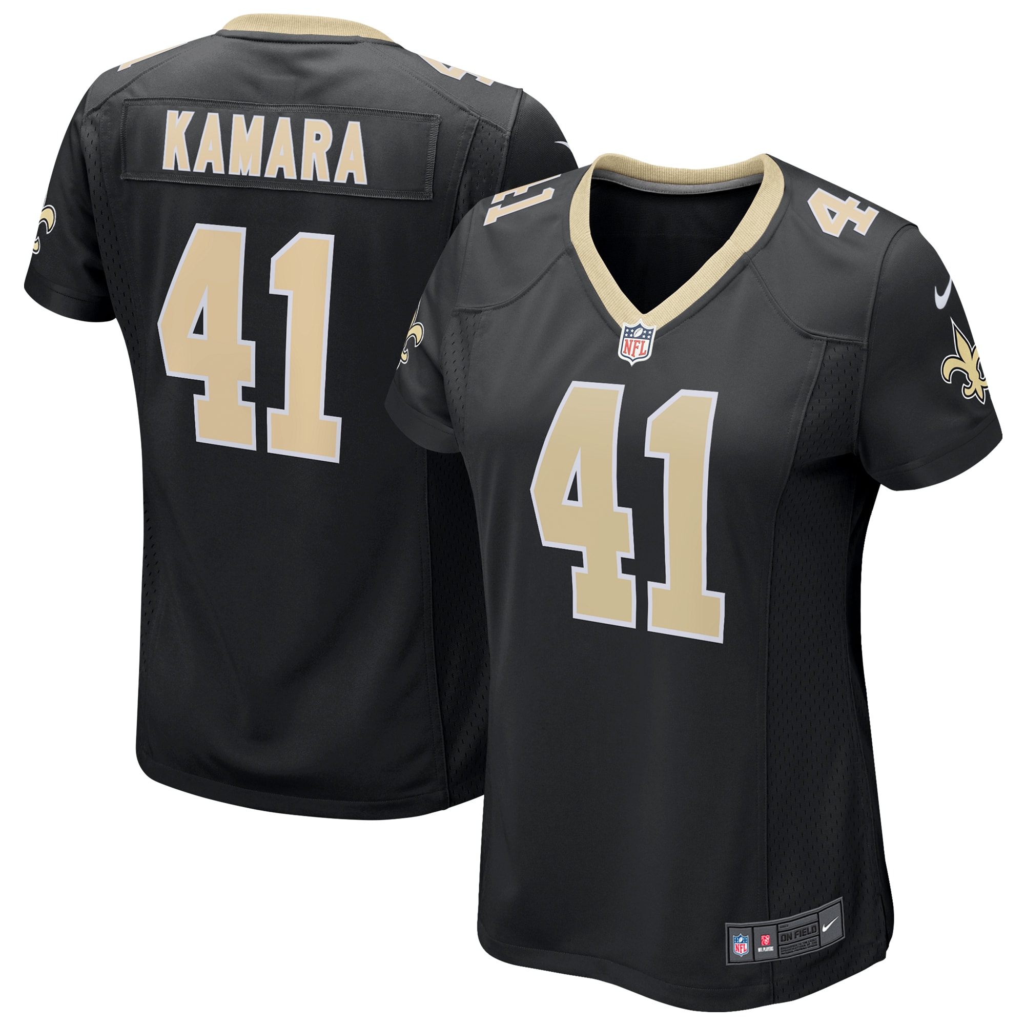 Youth Alvin Kamara New Orleans Saints Women's Game Jersey - Black | FanWearStyle