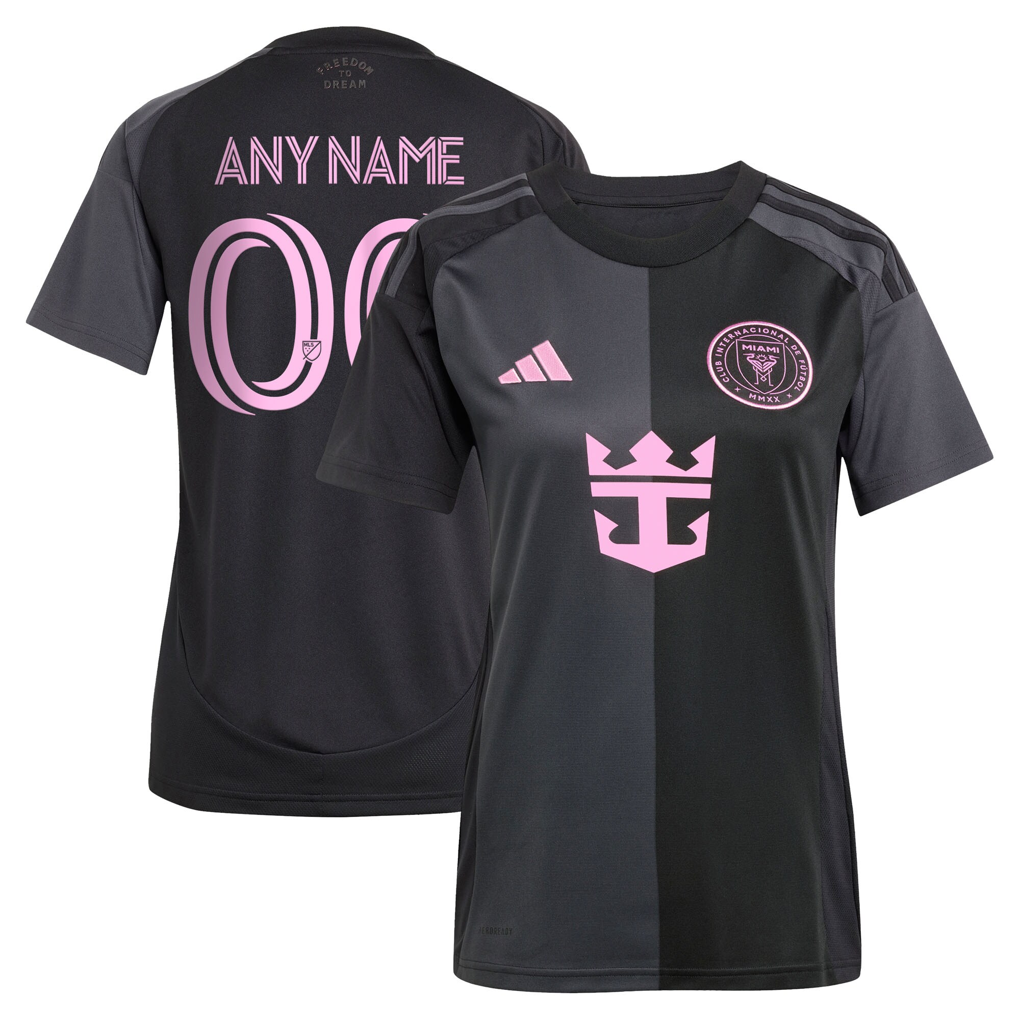 Inter Miami CF Women's 2025 The Fortitude Kit Replica Custom Jersey - Black - angle 3